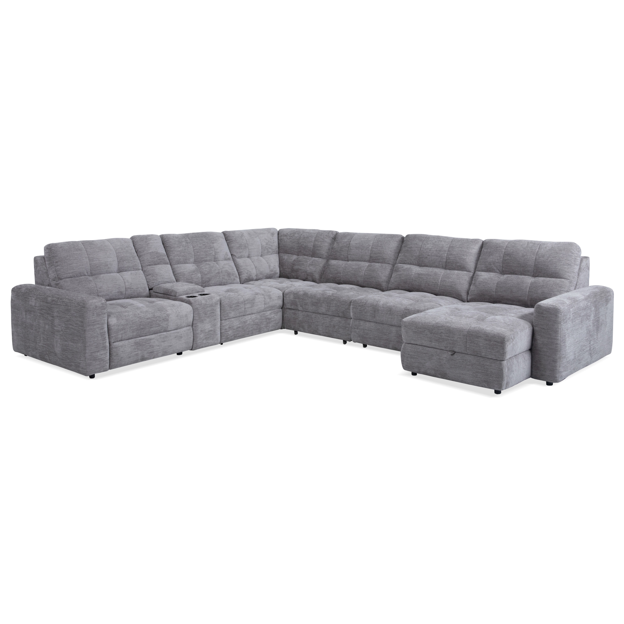Levi 7-Piece Power Sectional with Storage Chaise - Adams Furniture