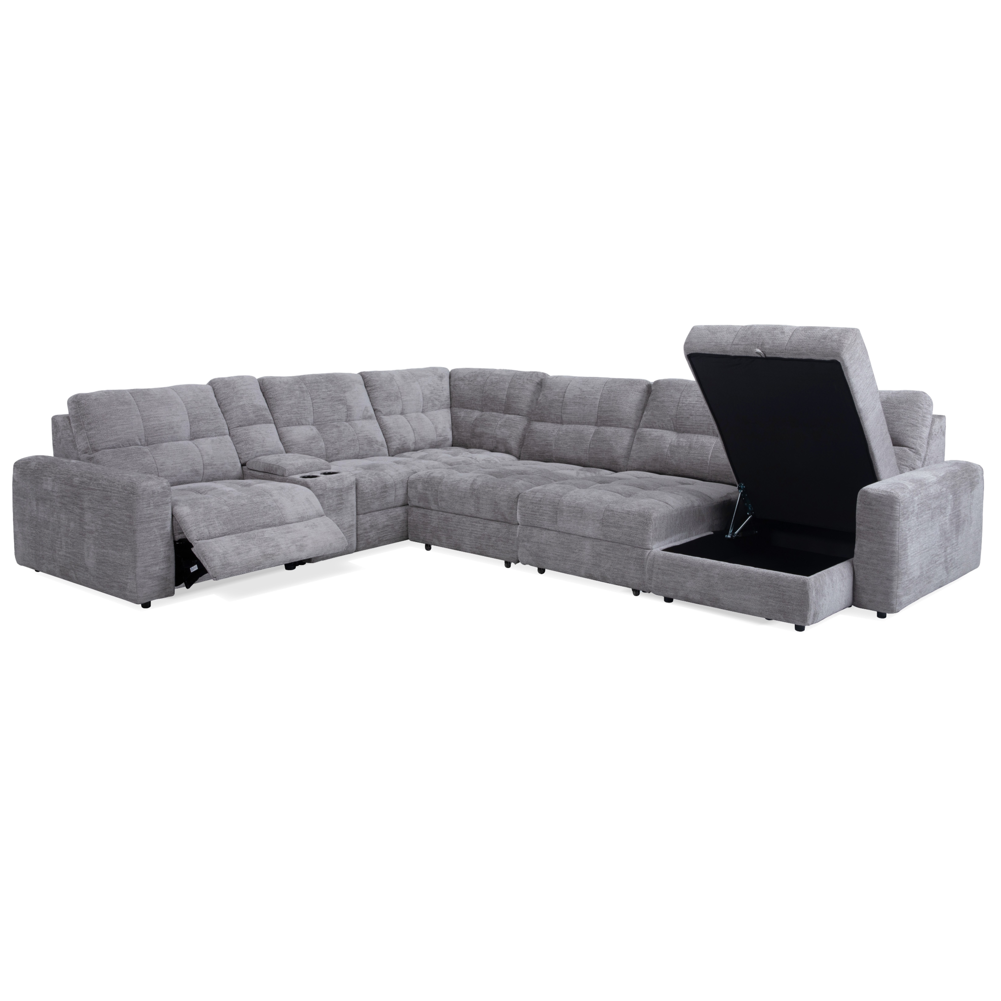 Levi 7-Piece Power Sectional with Storage Chaise - Adams Furniture