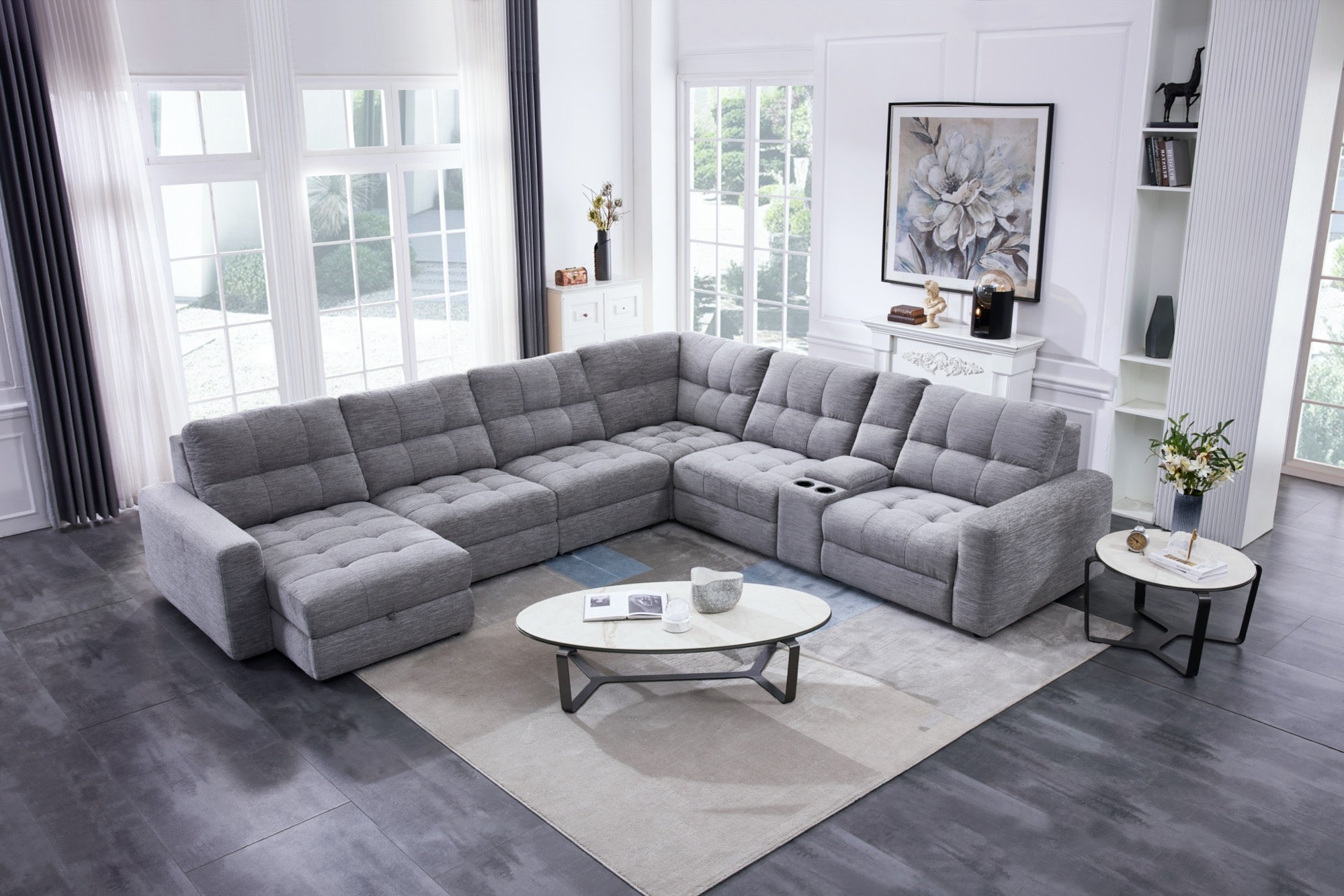 Levi 7-Piece Power Sectional with Storage Chaise - Adams Furniture