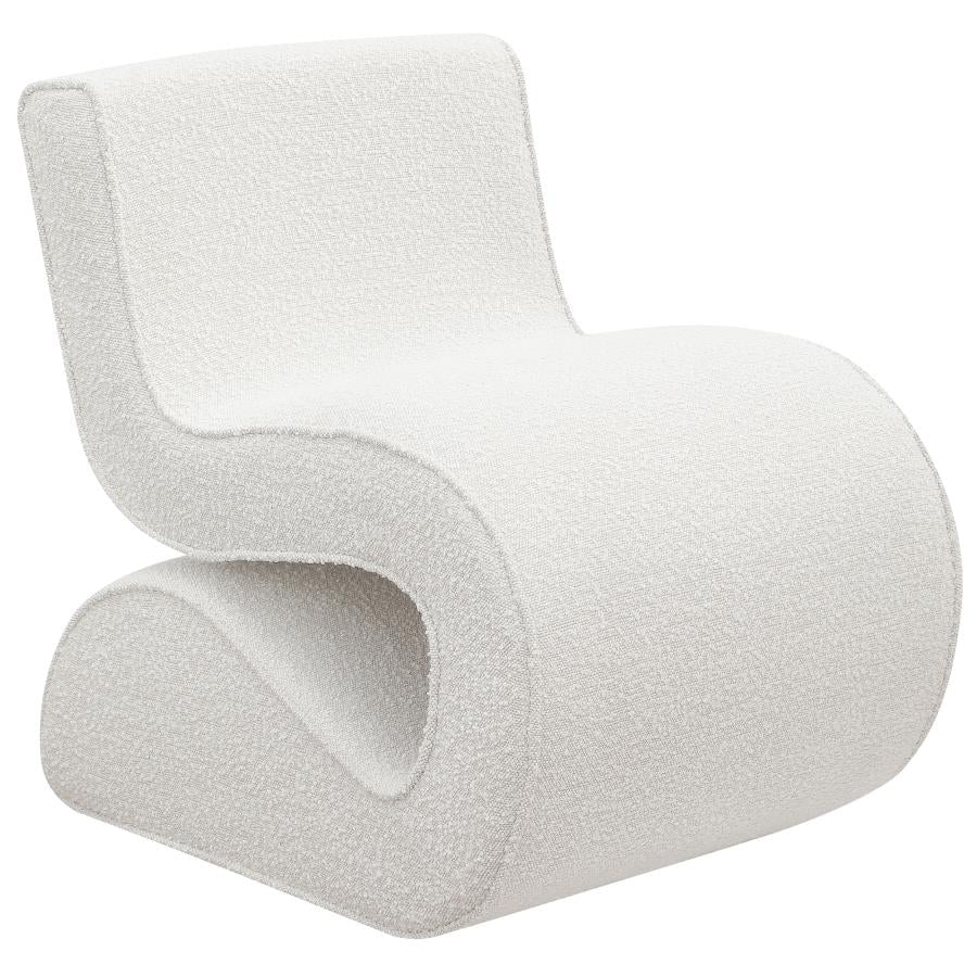 Boucle Upholstered Armless Curved Chair Cream - Adams Furniture