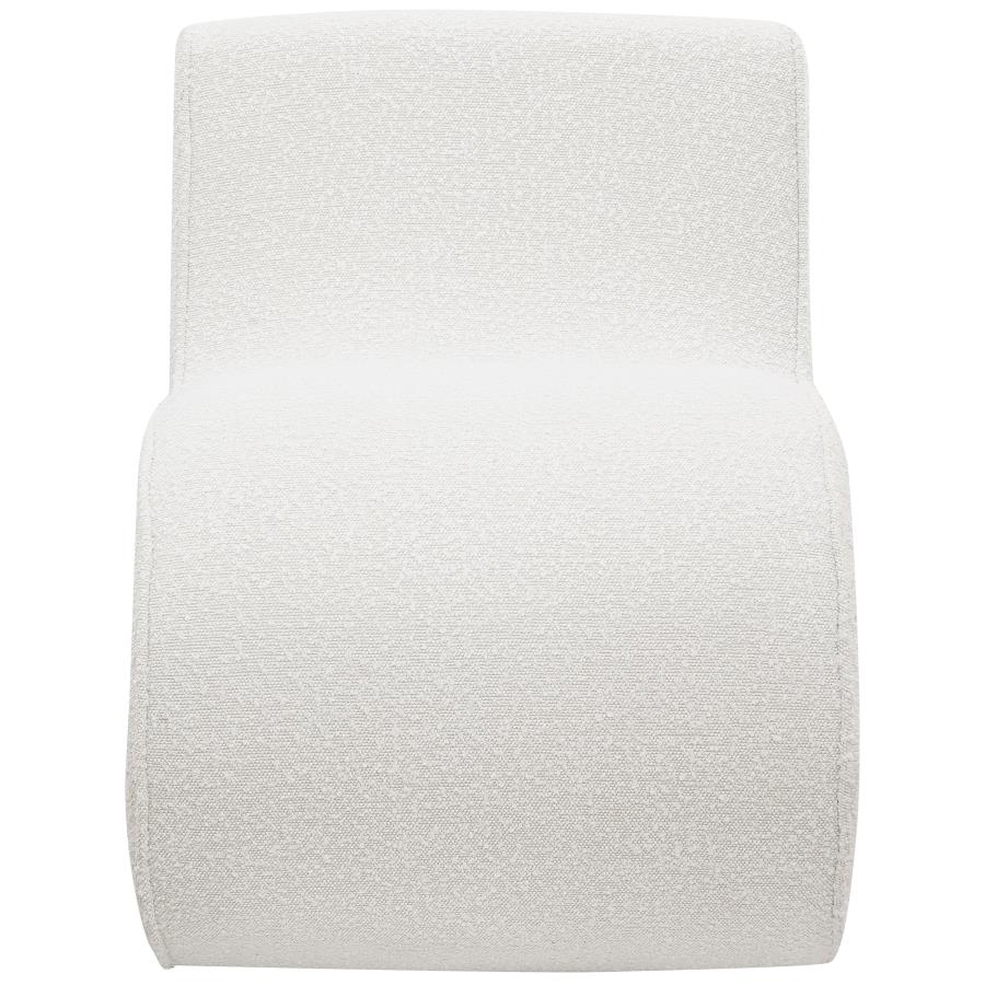 Boucle Upholstered Armless Curved Chair Cream