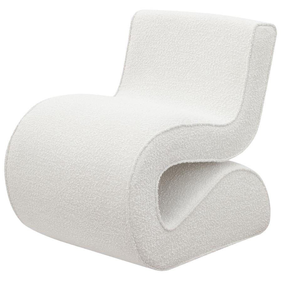 Boucle Upholstered Armless Curved Chair Cream