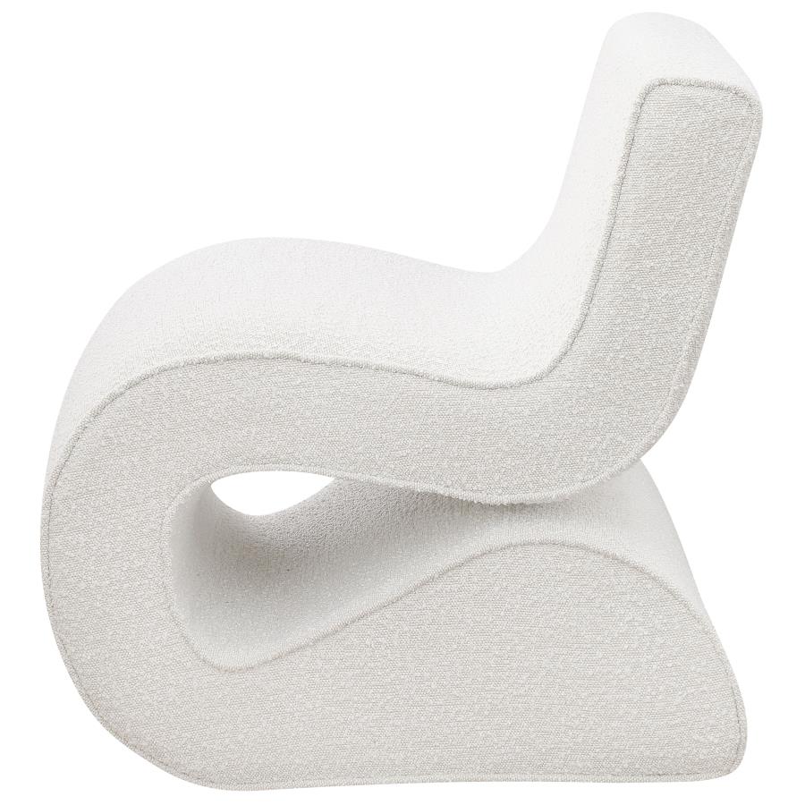 Boucle Upholstered Armless Curved Chair Cream