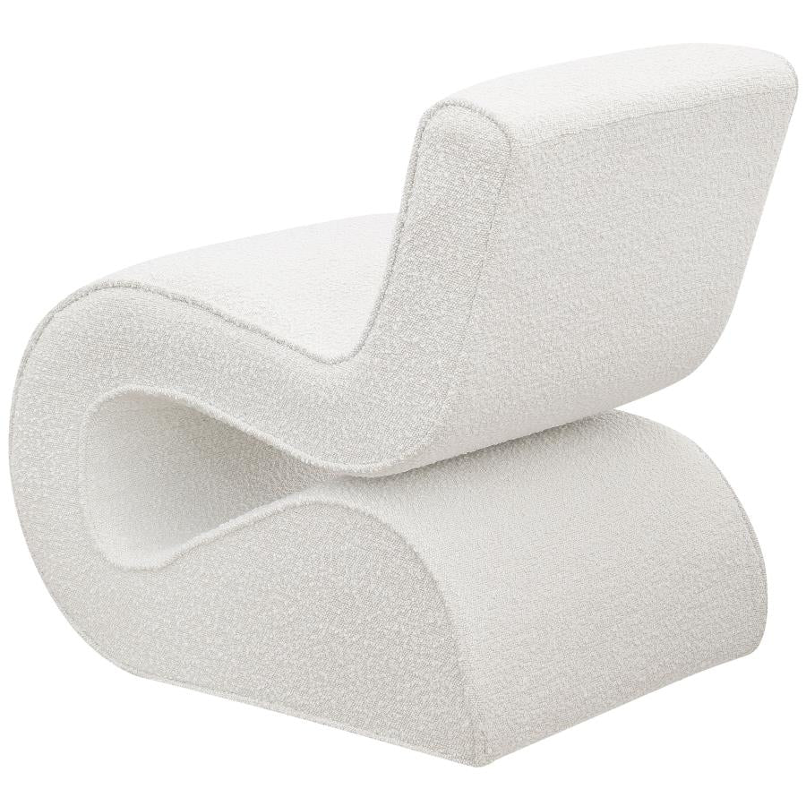 Boucle Upholstered Armless Curved Chair Cream