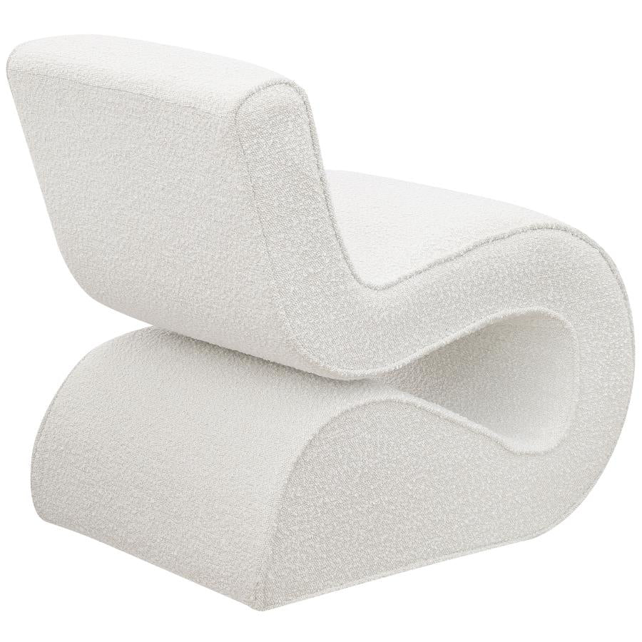 Boucle Upholstered Armless Curved Chair Cream - Adams Furniture