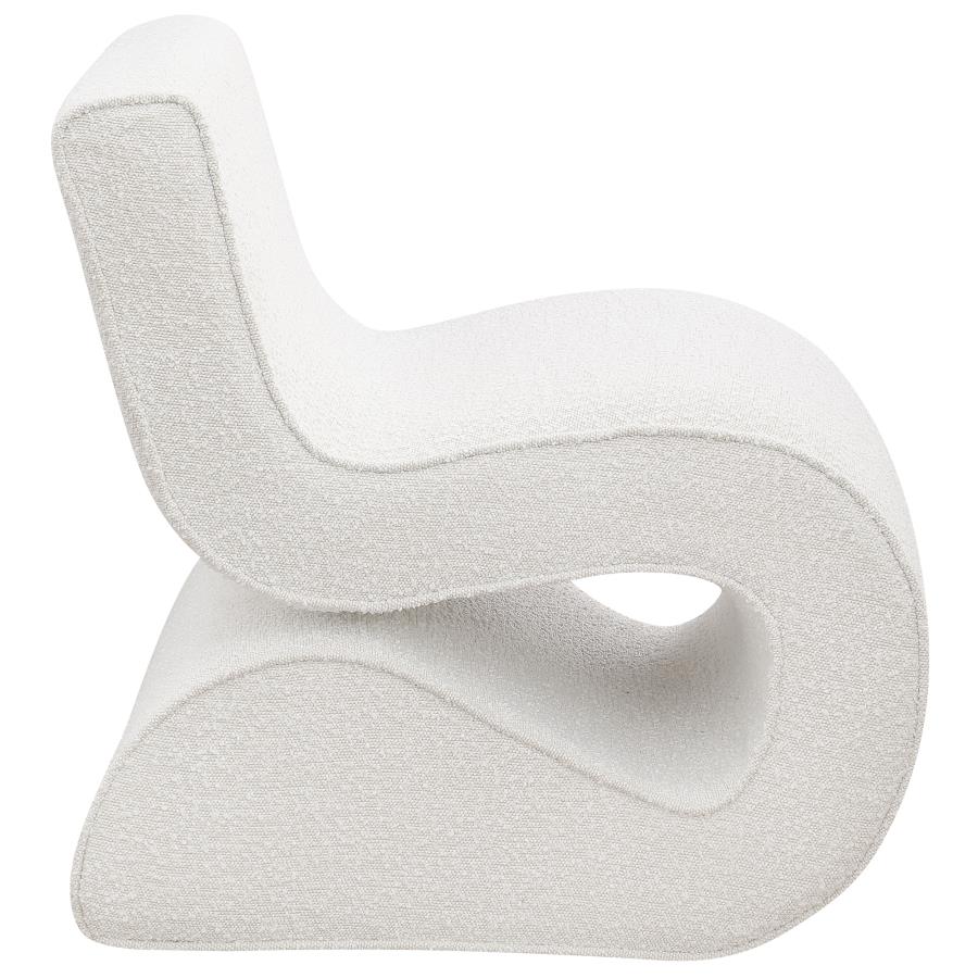 Boucle Upholstered Armless Curved Chair Cream