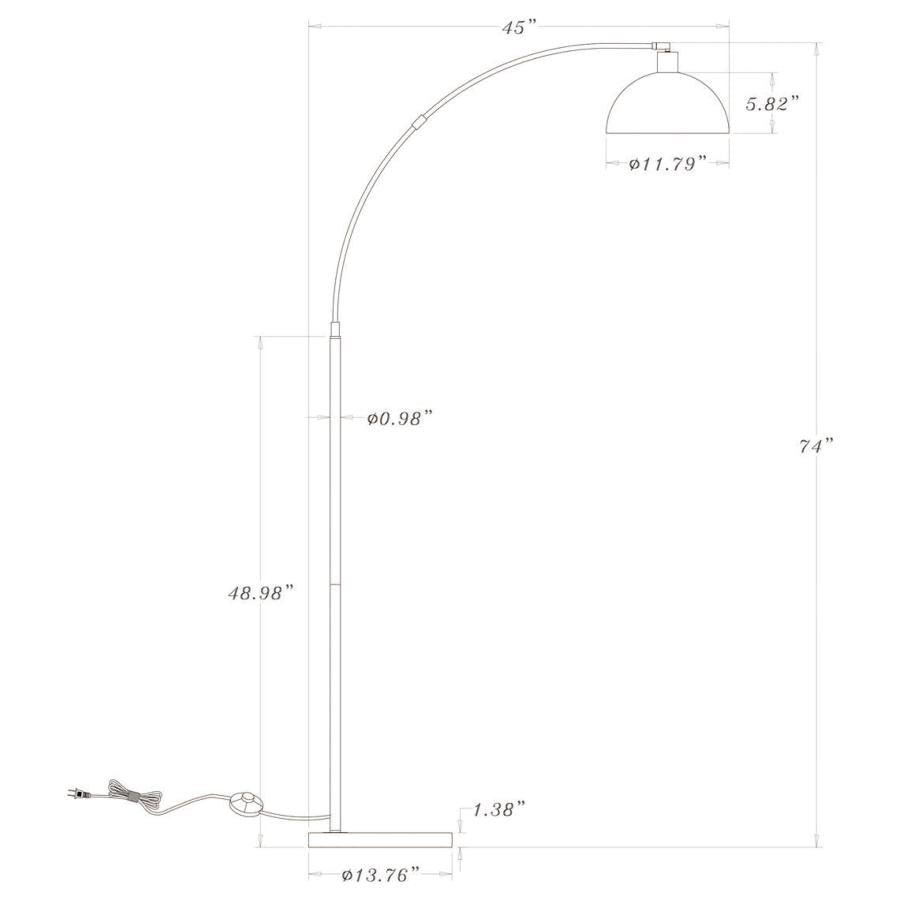 74-inch Arched Dome Shade Metal Floor Lamp Black - Adams Furniture