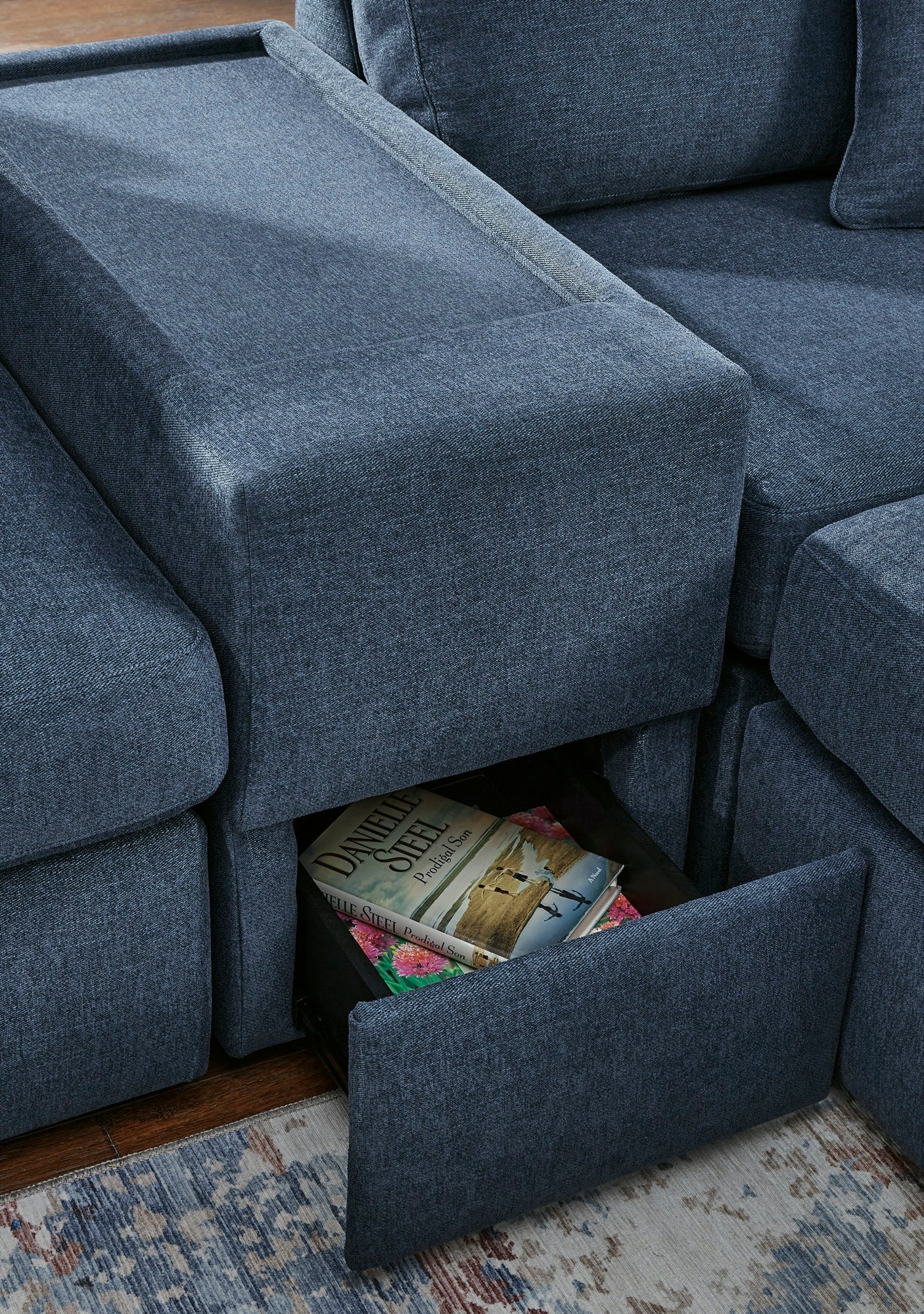 Kennedy Blue Console with Storage - Adams Furniture