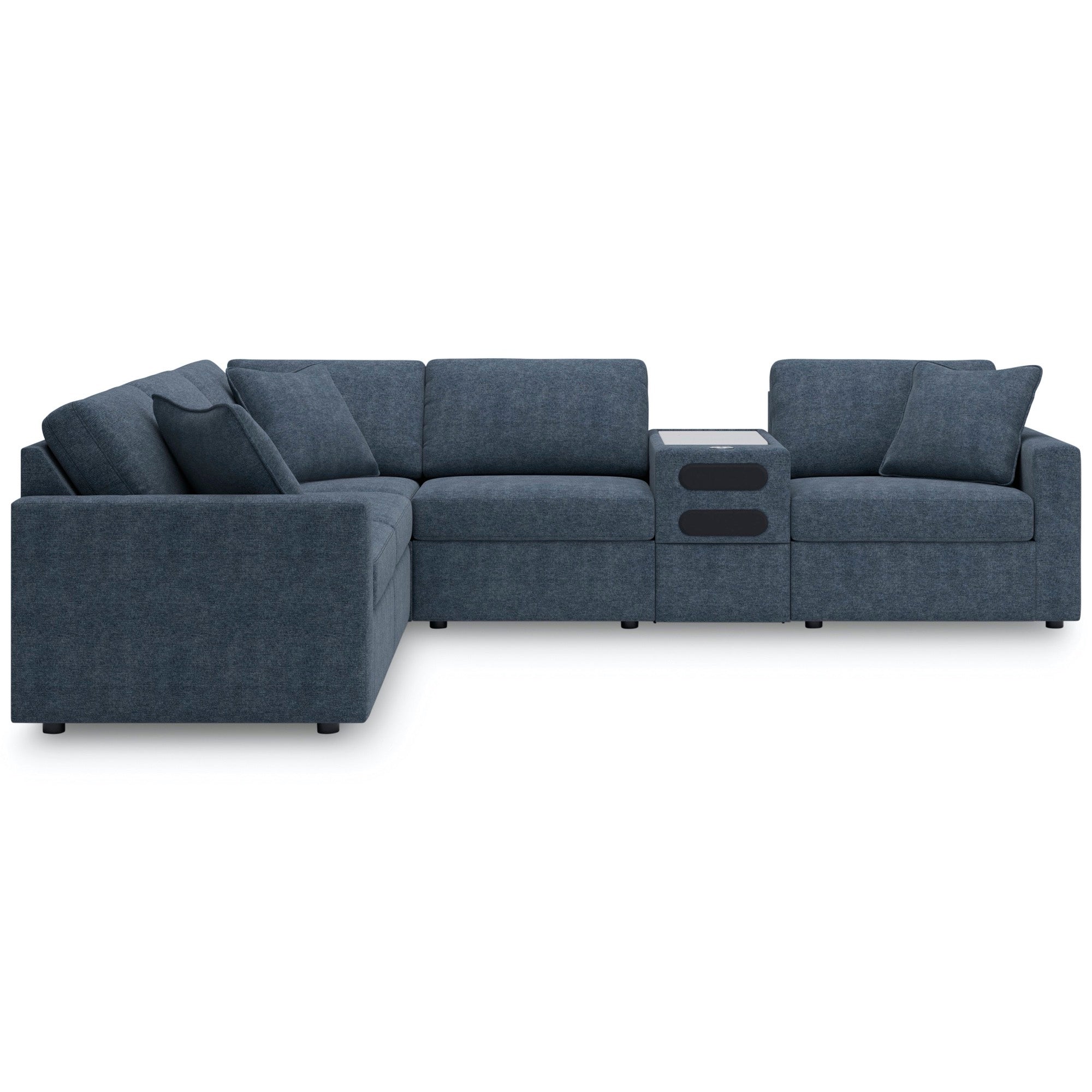 Kennedy Blue 6-Piece Sectional with Audio Console - Adams Furniture