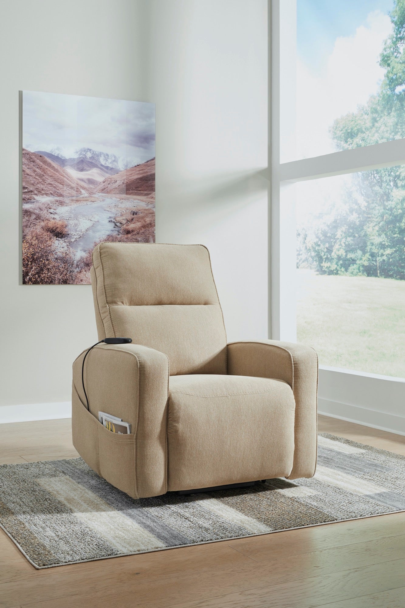 Taupe Power Lift Recliner - Adams Furniture