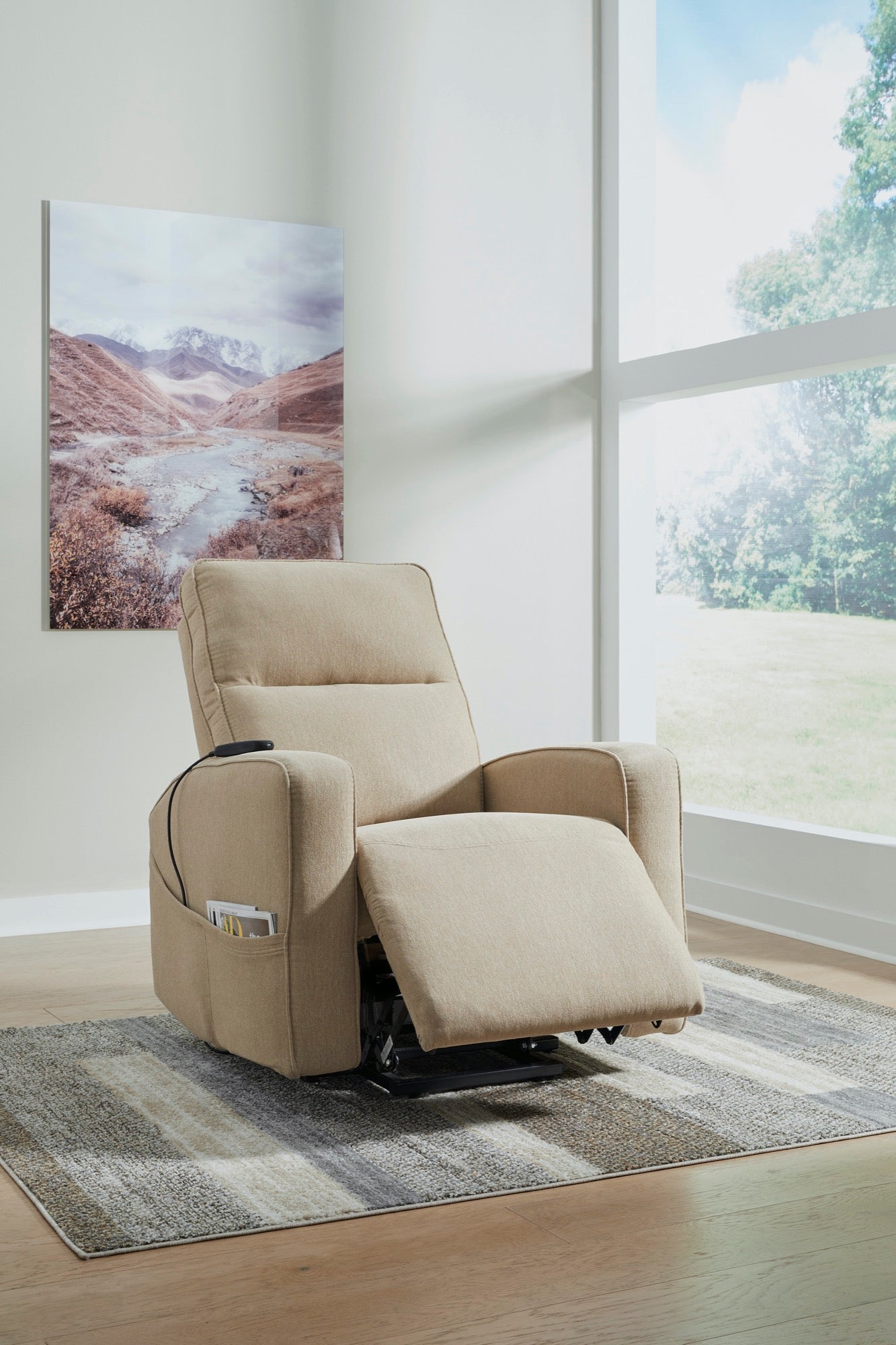 Taupe Power Lift Recliner - Adams Furniture