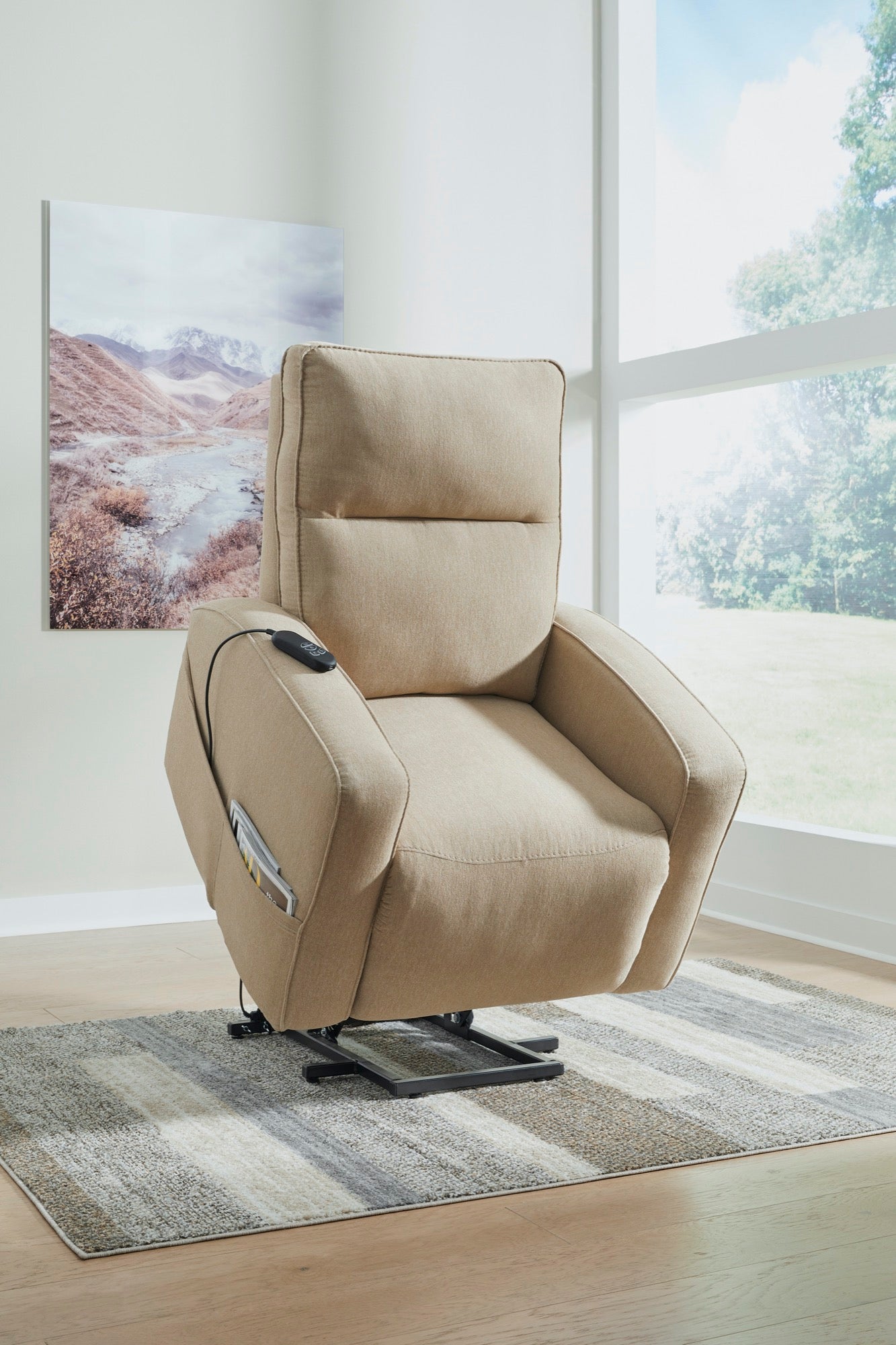 Taupe Power Lift Recliner - Adams Furniture