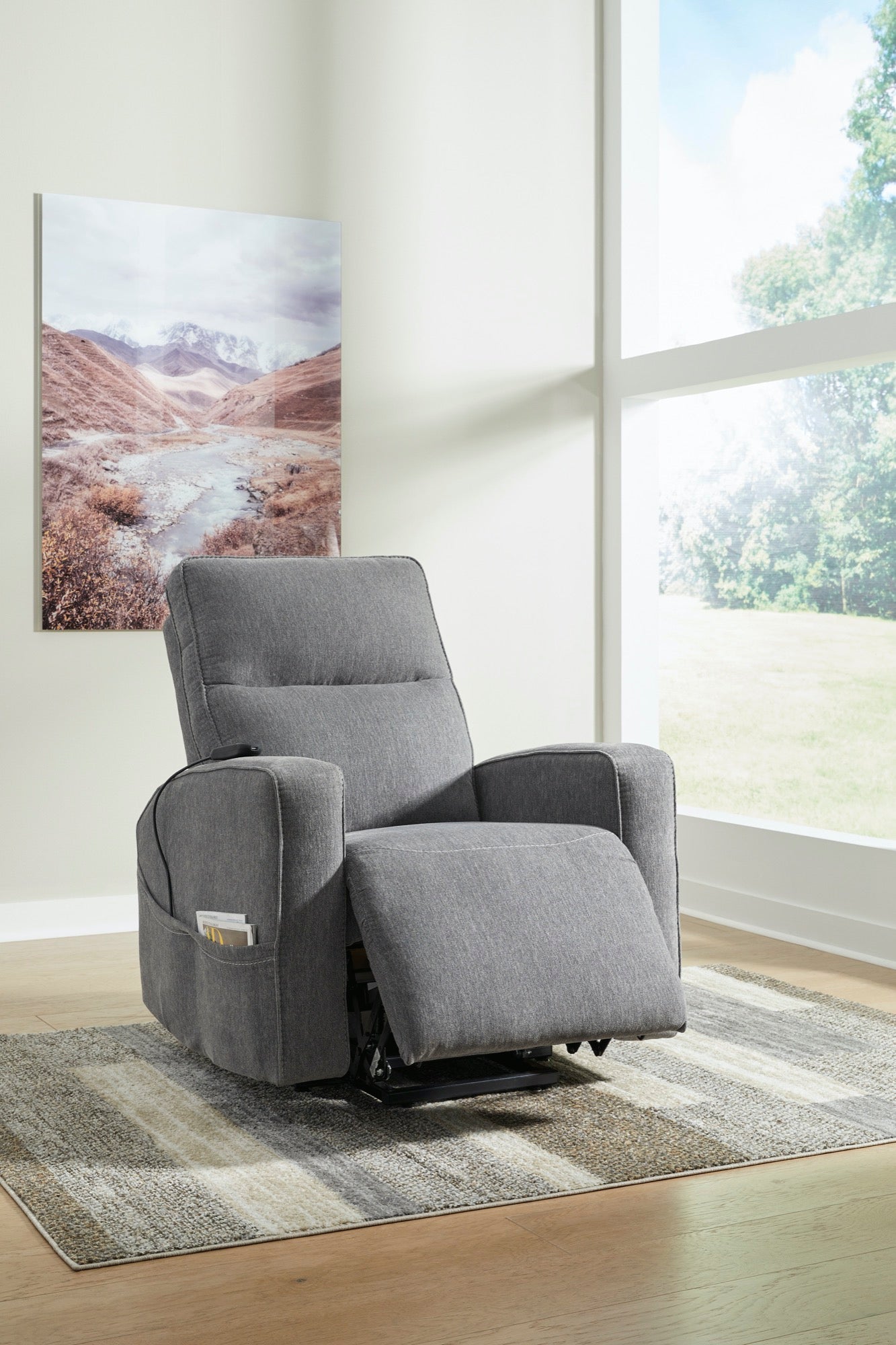 Grey Power Lift Recliner - Adams Furniture