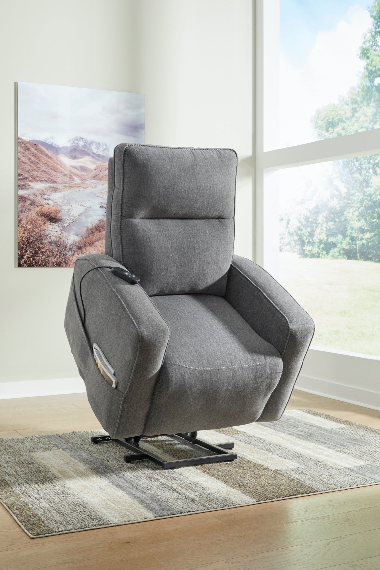 Grey Power Lift Recliner - Adams Furniture