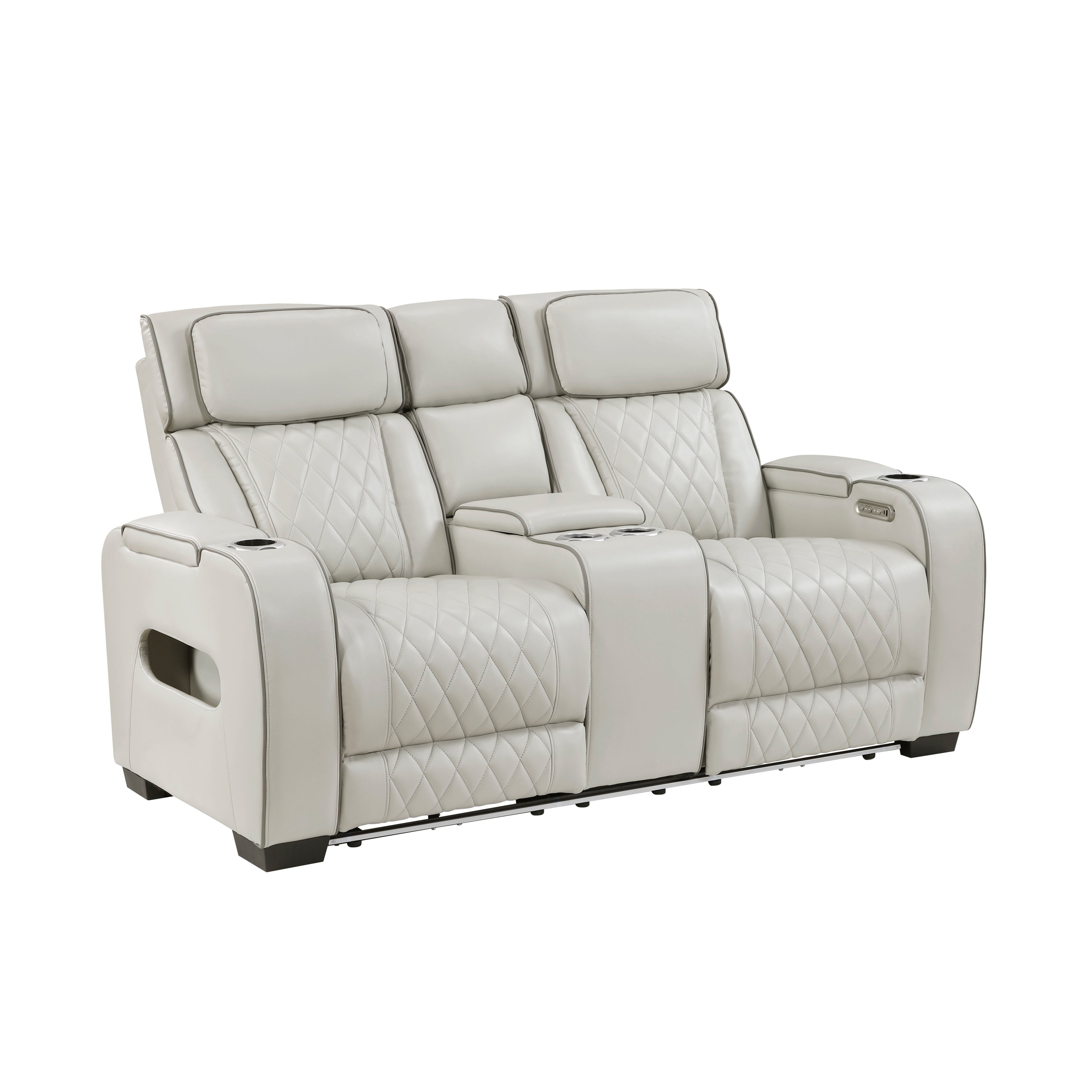 Ethan Power Reclining Loveseat with Console - Adams Furniture