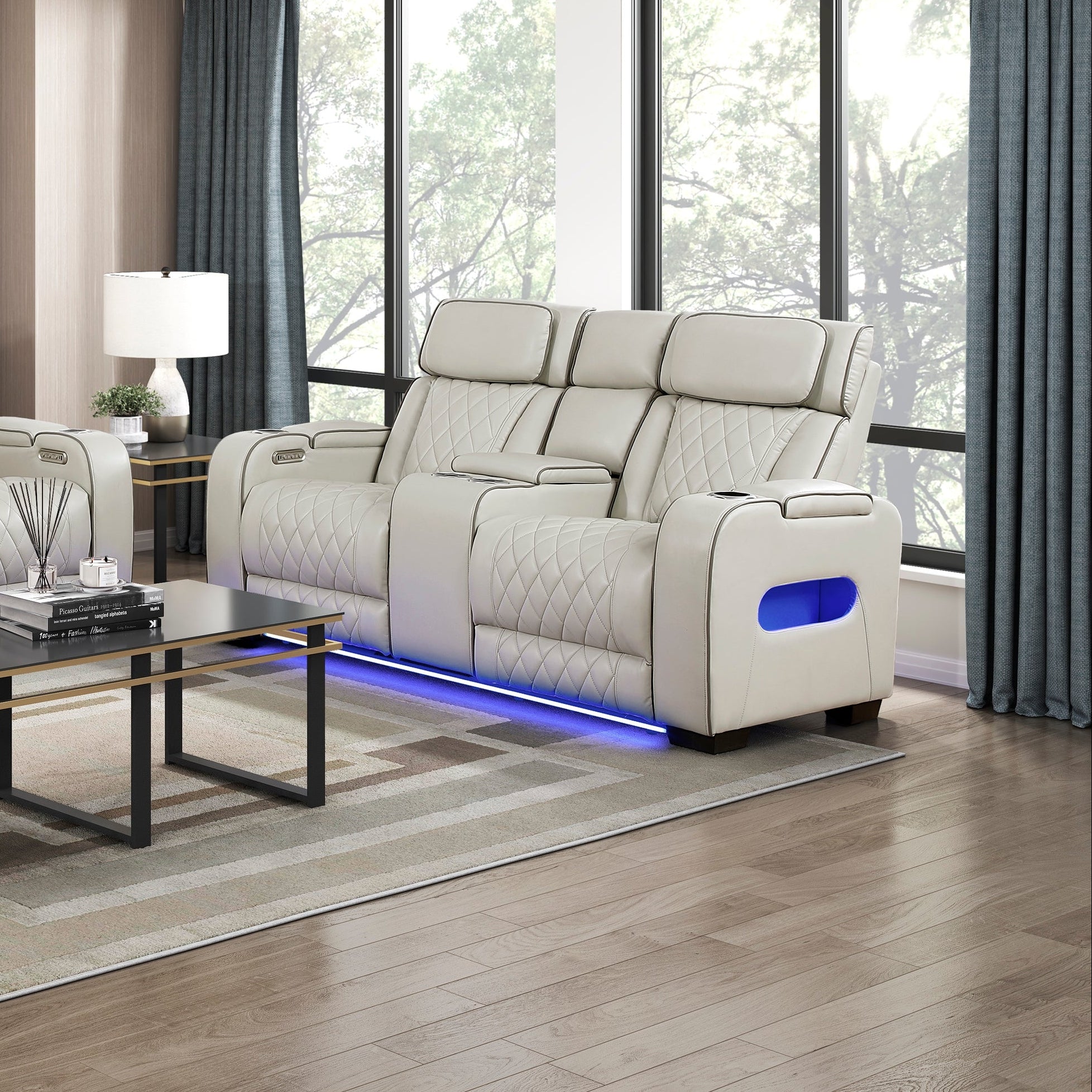 Ethan Power Reclining Loveseat with Console - Adams Furniture