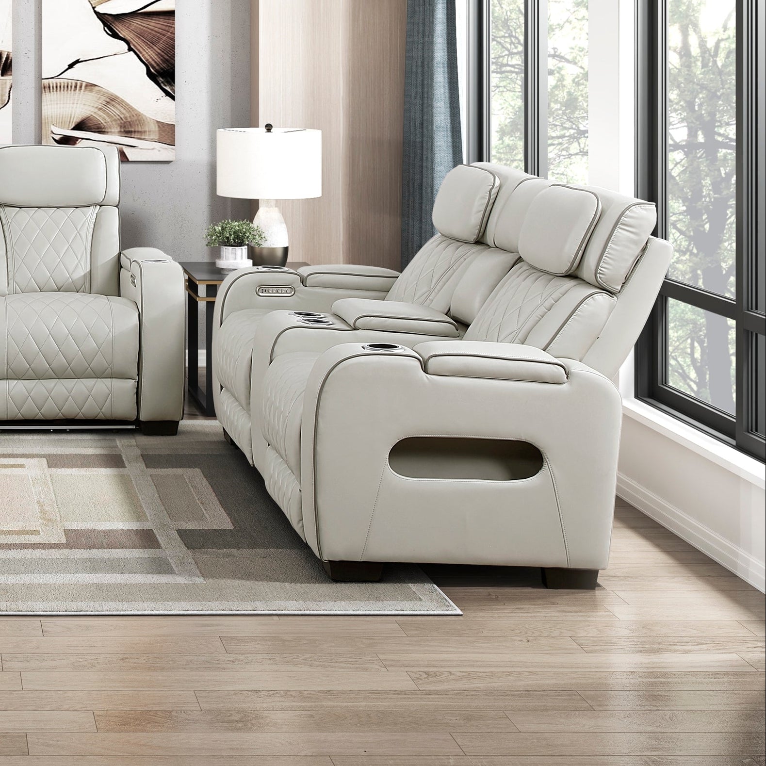 Ethan Power Reclining Loveseat with Console - Adams Furniture
