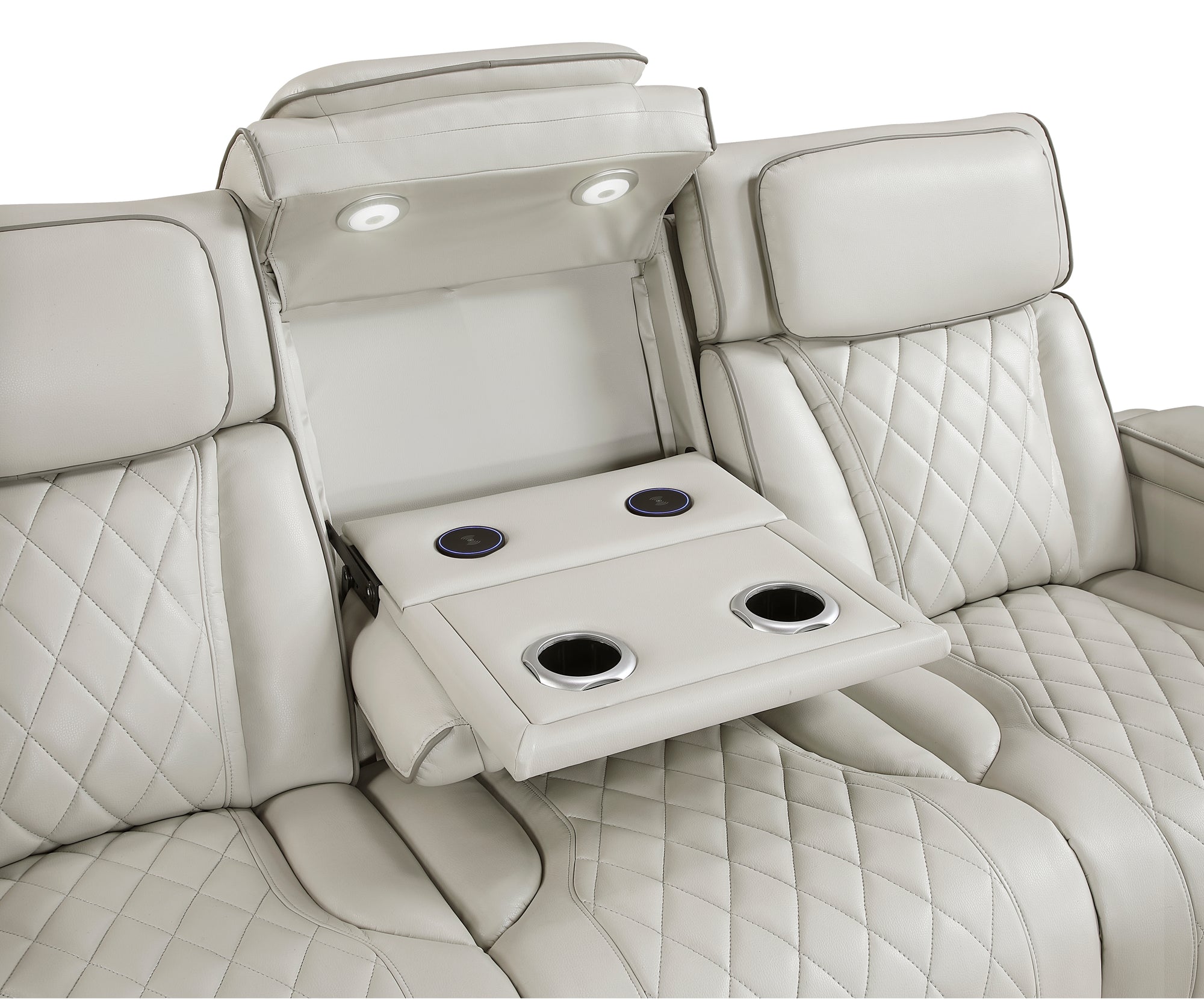 Ethan Power Reclining Sofa with Drop Down Table - Adams Furniture