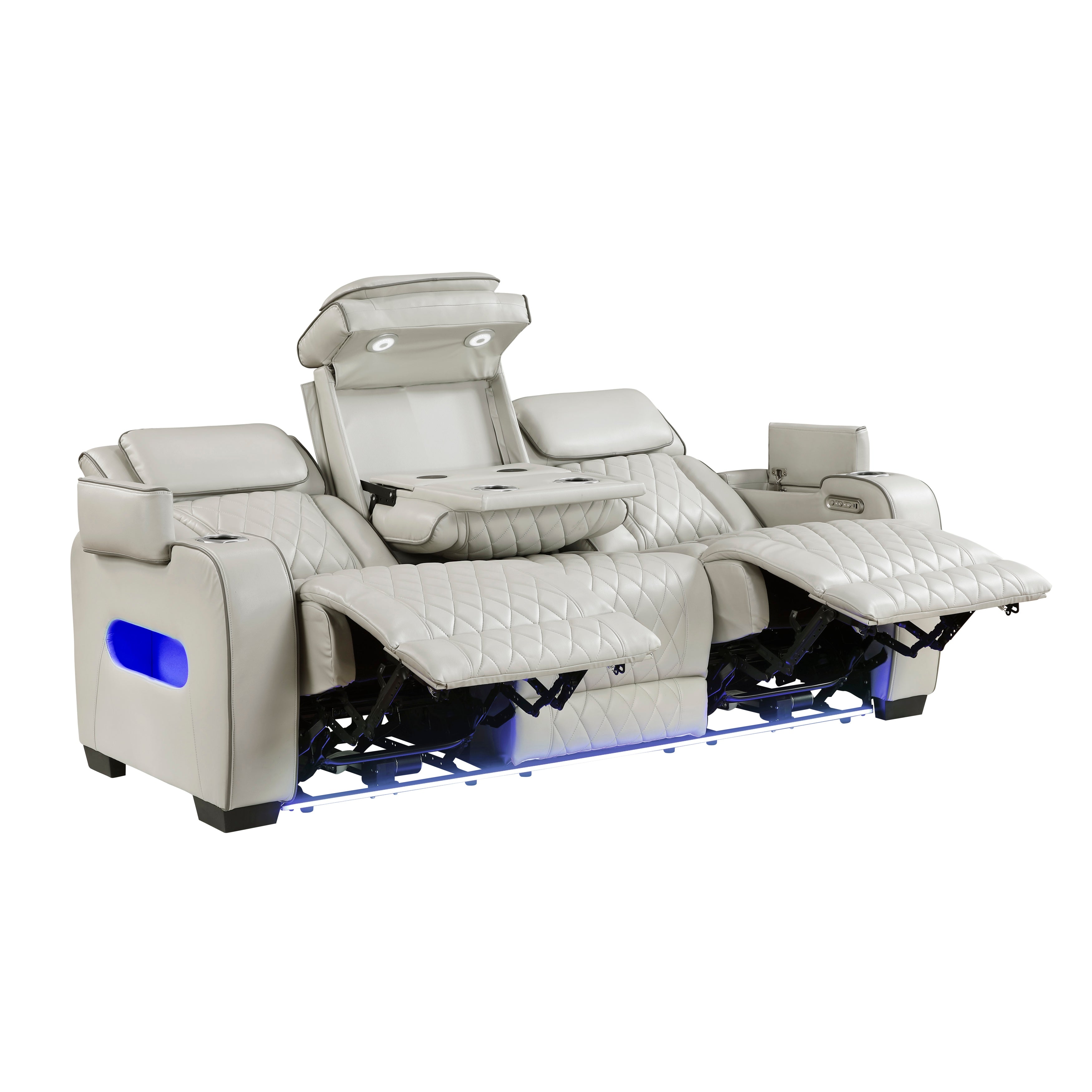 Ethan Power Reclining Sofa with Drop Down Table - Adams Furniture