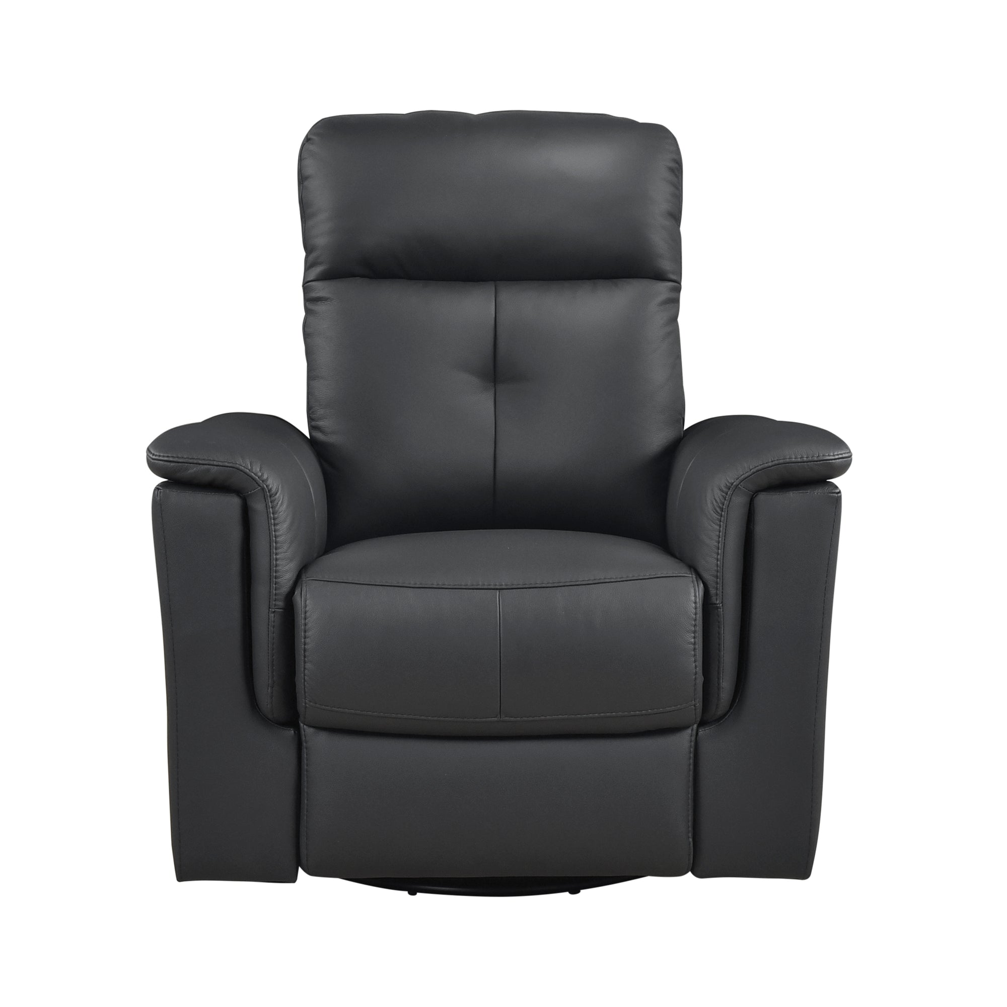Black Leather Swivel Glider Recliner - Adams Furniture