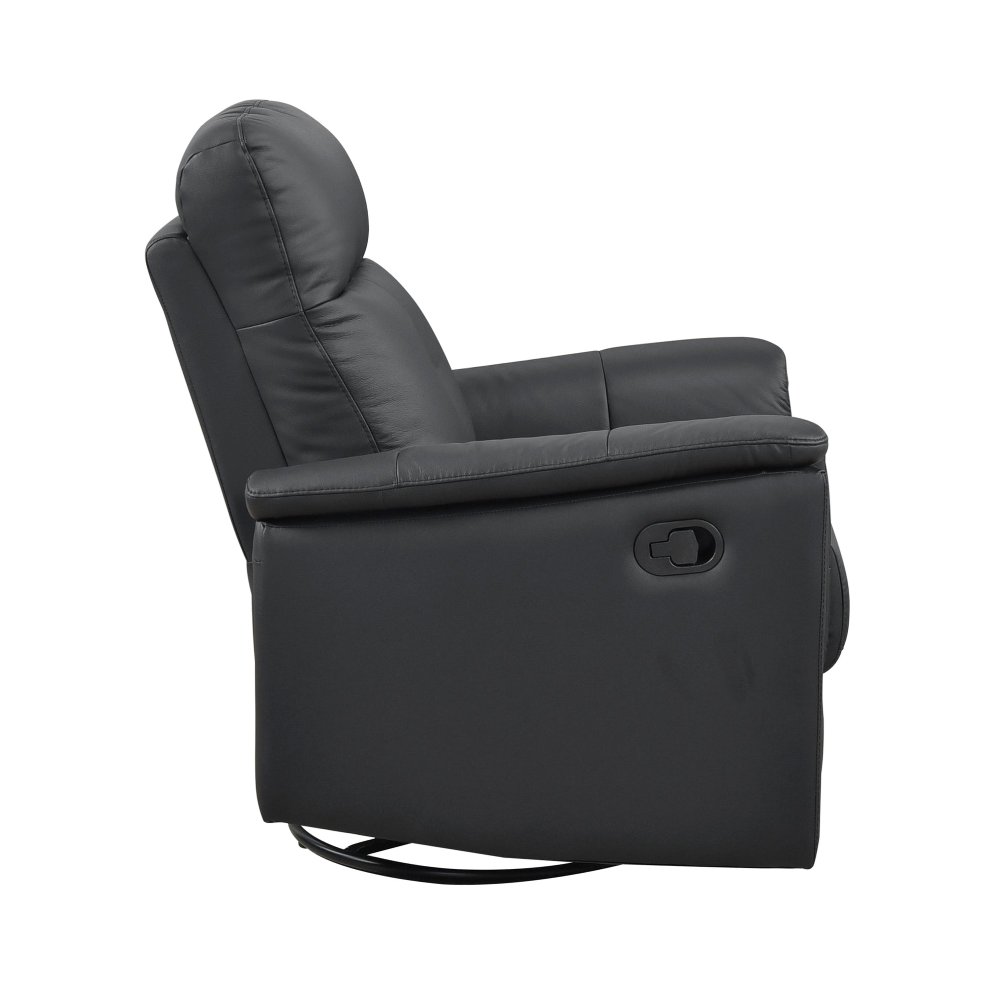 Black Leather Swivel Glider Recliner - Adams Furniture