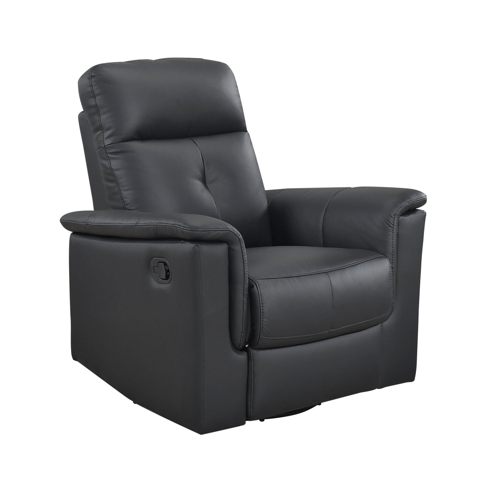Black Leather Swivel Glider Recliner - Adams Furniture