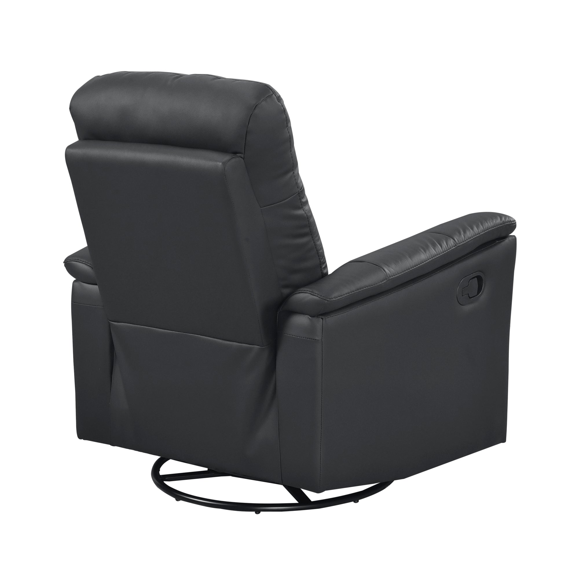 Black Leather Swivel Glider Recliner - Adams Furniture