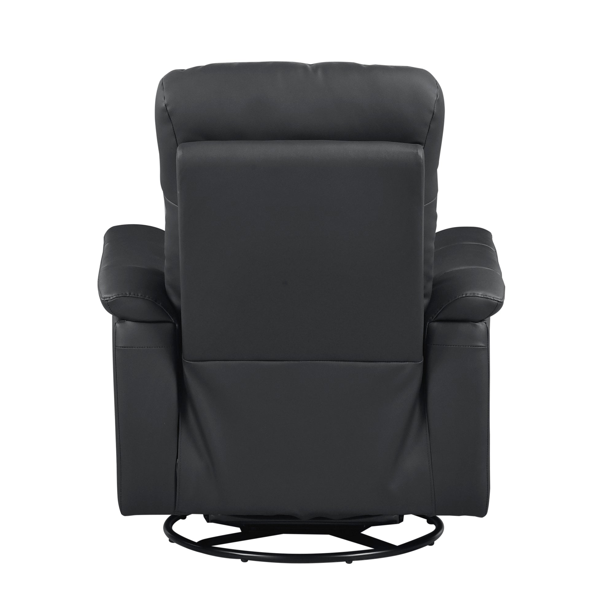 Black Leather Swivel Glider Recliner - Adams Furniture
