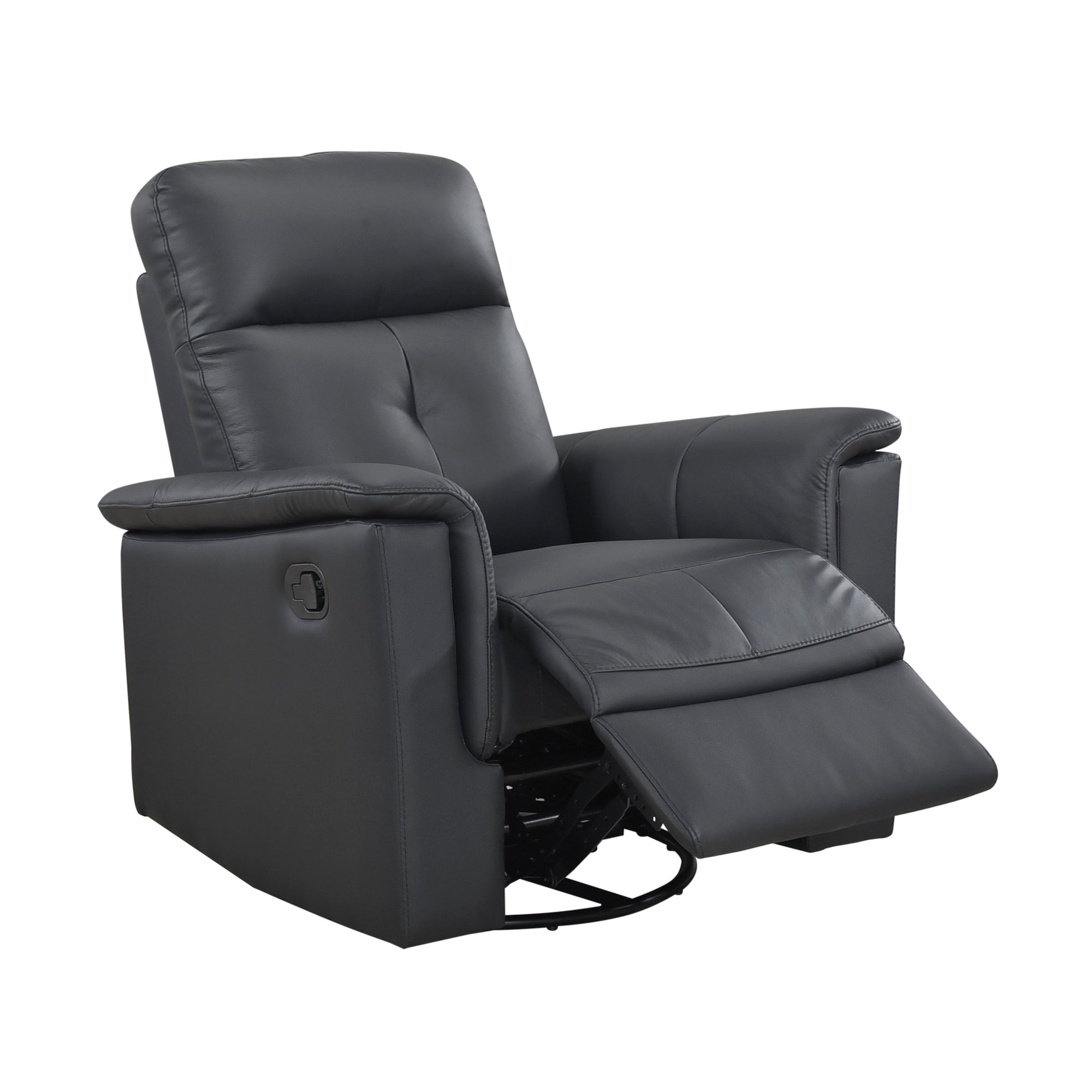 Black Leather Swivel Glider Recliner - Adams Furniture