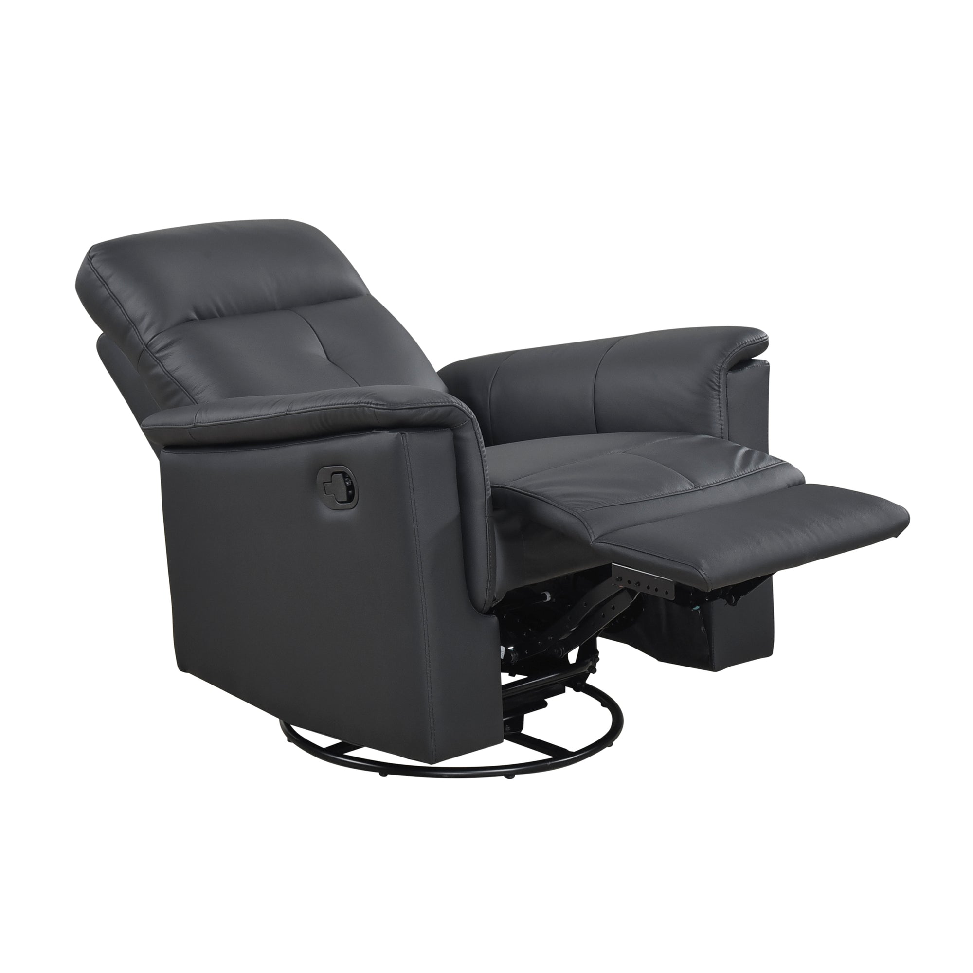 Black Leather Swivel Glider Recliner - Adams Furniture