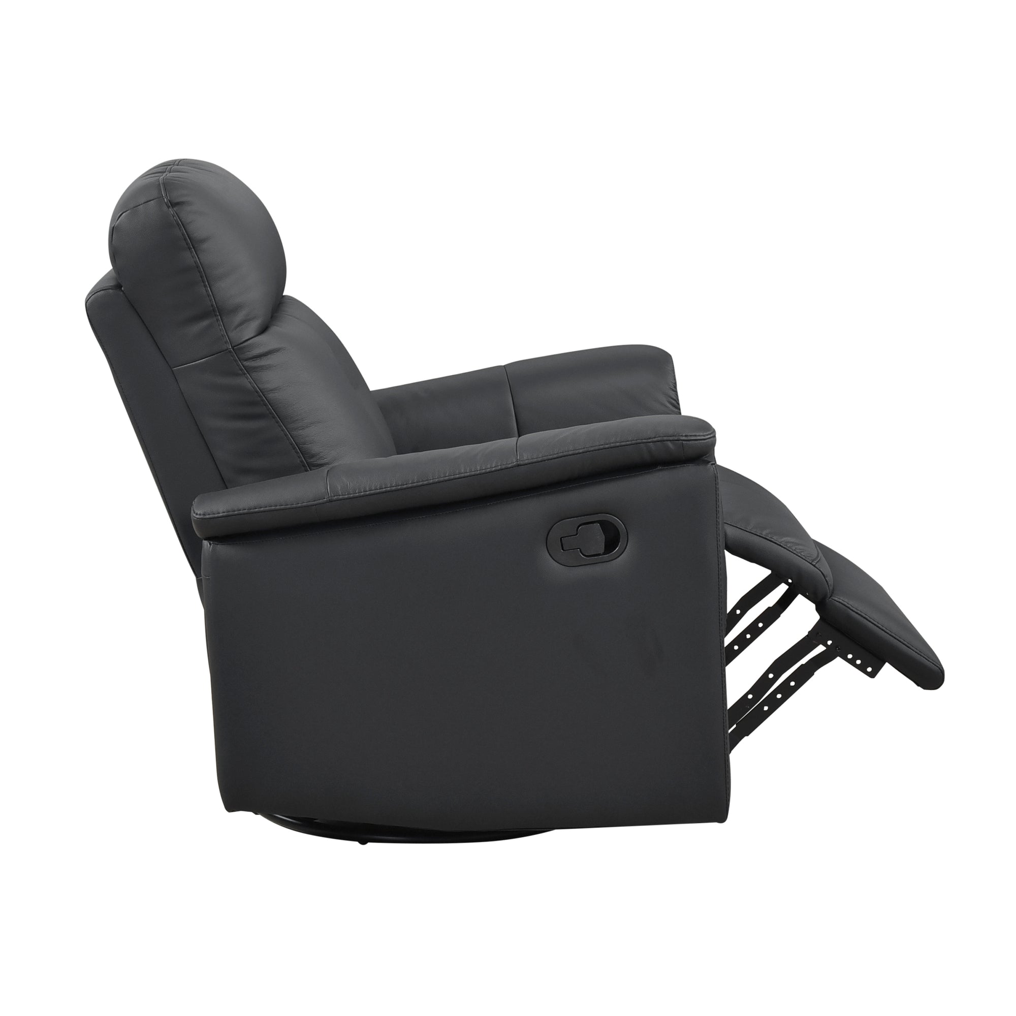 Black Leather Swivel Glider Recliner - Adams Furniture