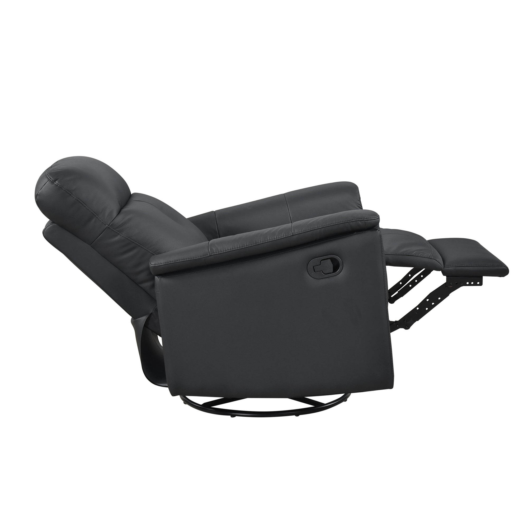 Black Leather Swivel Glider Recliner - Adams Furniture