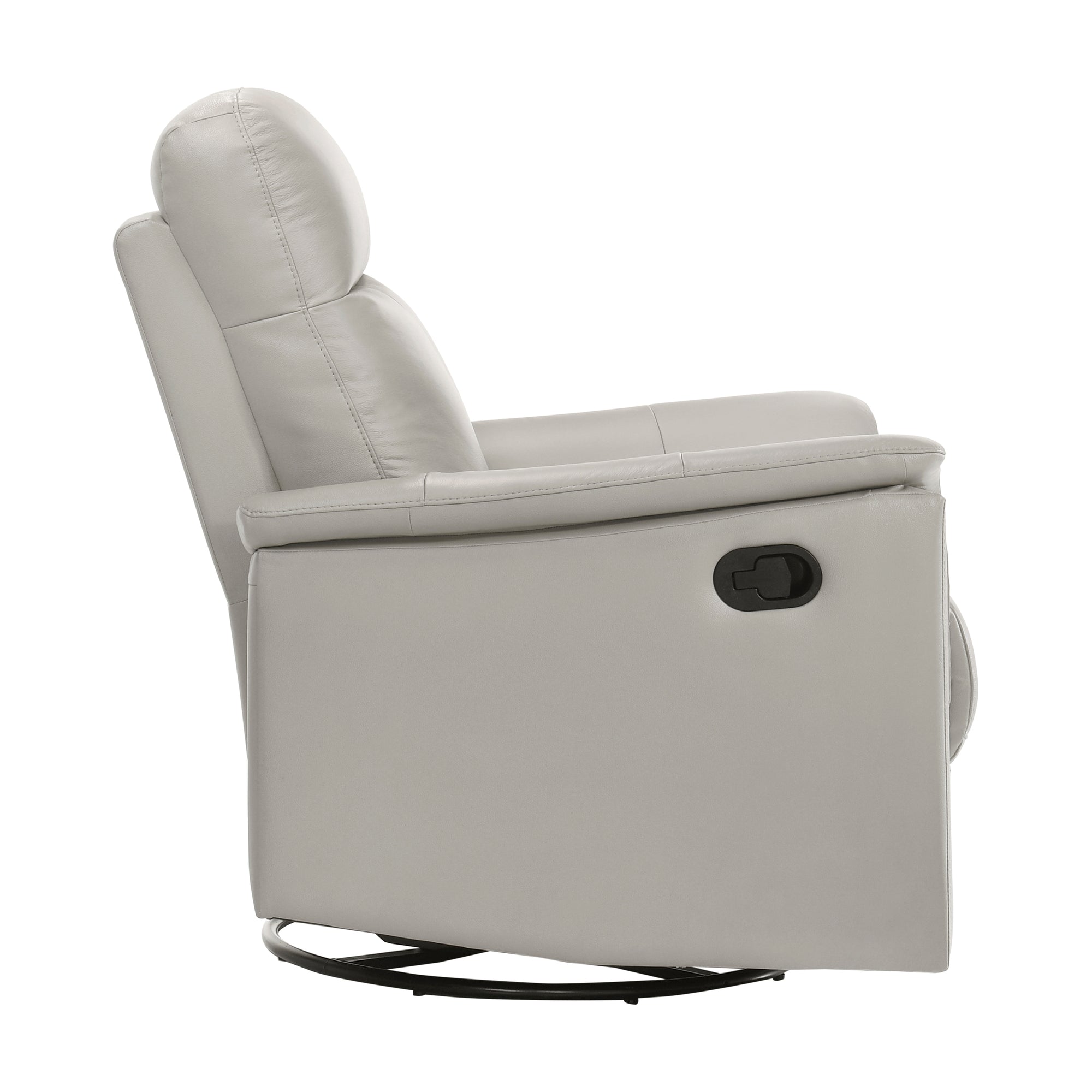 Grey Leather Swivel Glider Recliner - Adams Furniture