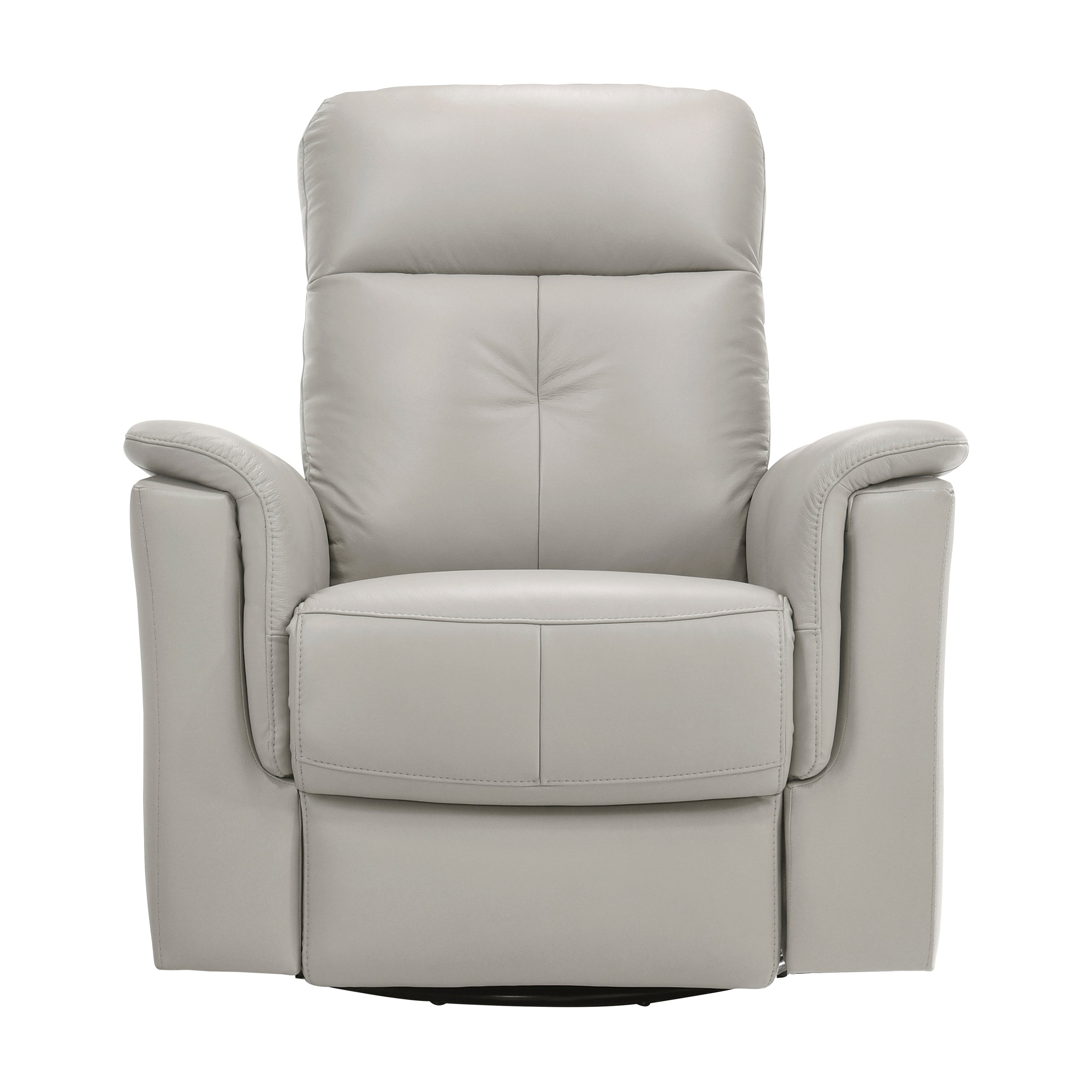 Grey Leather Swivel Glider Recliner