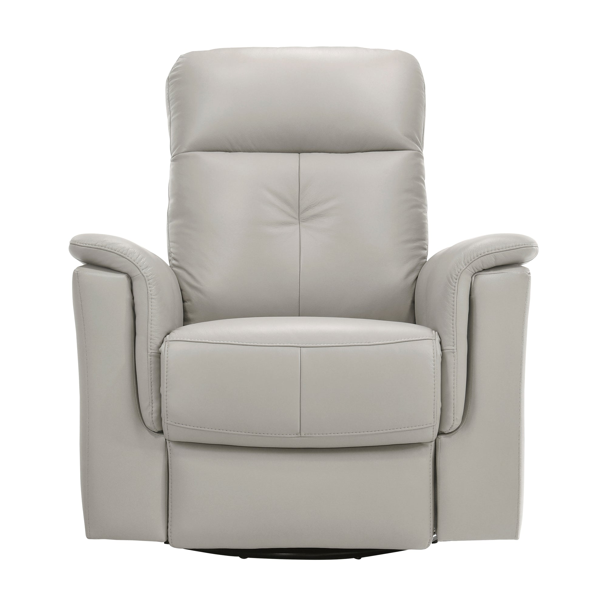 Grey Leather Swivel Glider Recliner - Adams Furniture