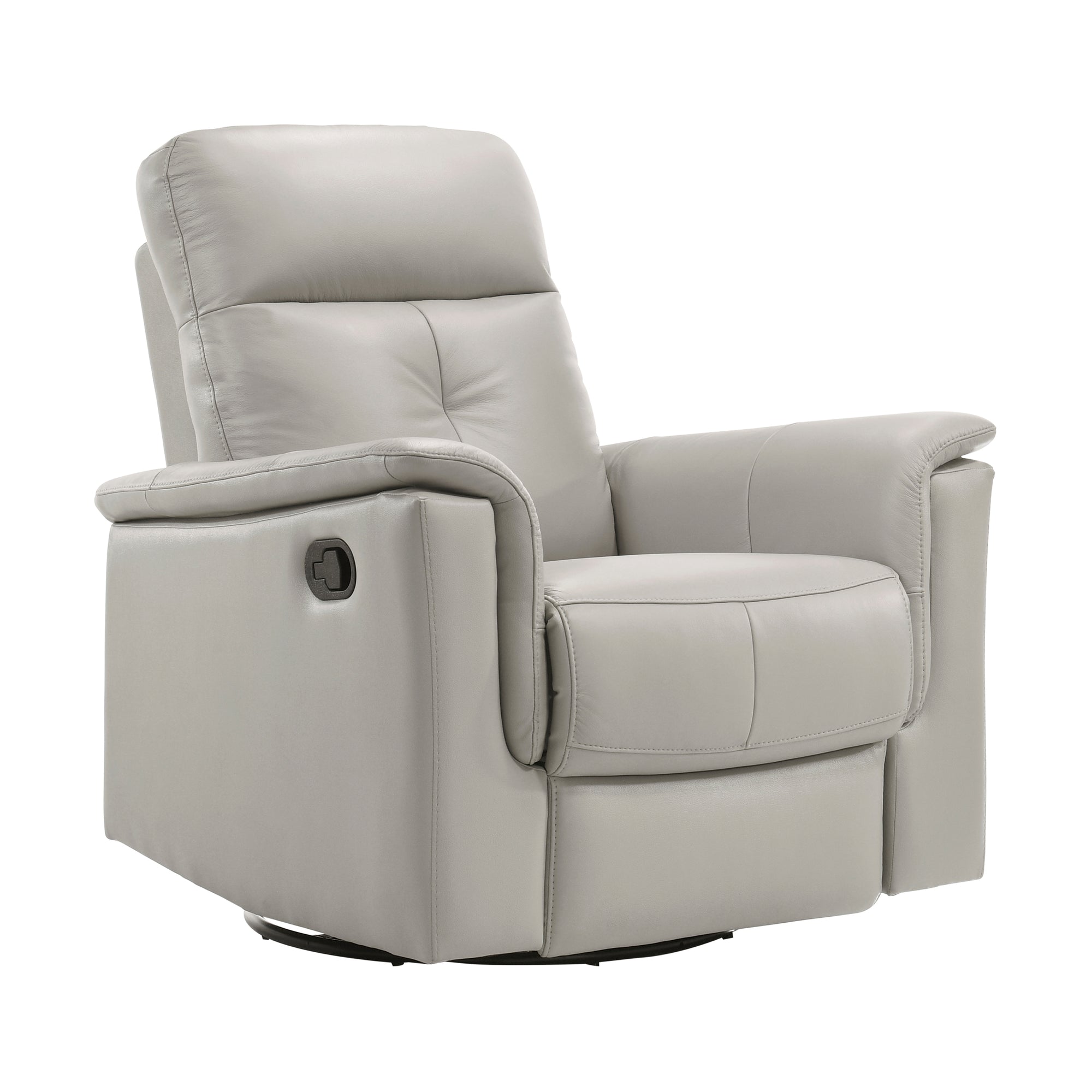Grey Leather Swivel Glider Recliner - Adams Furniture