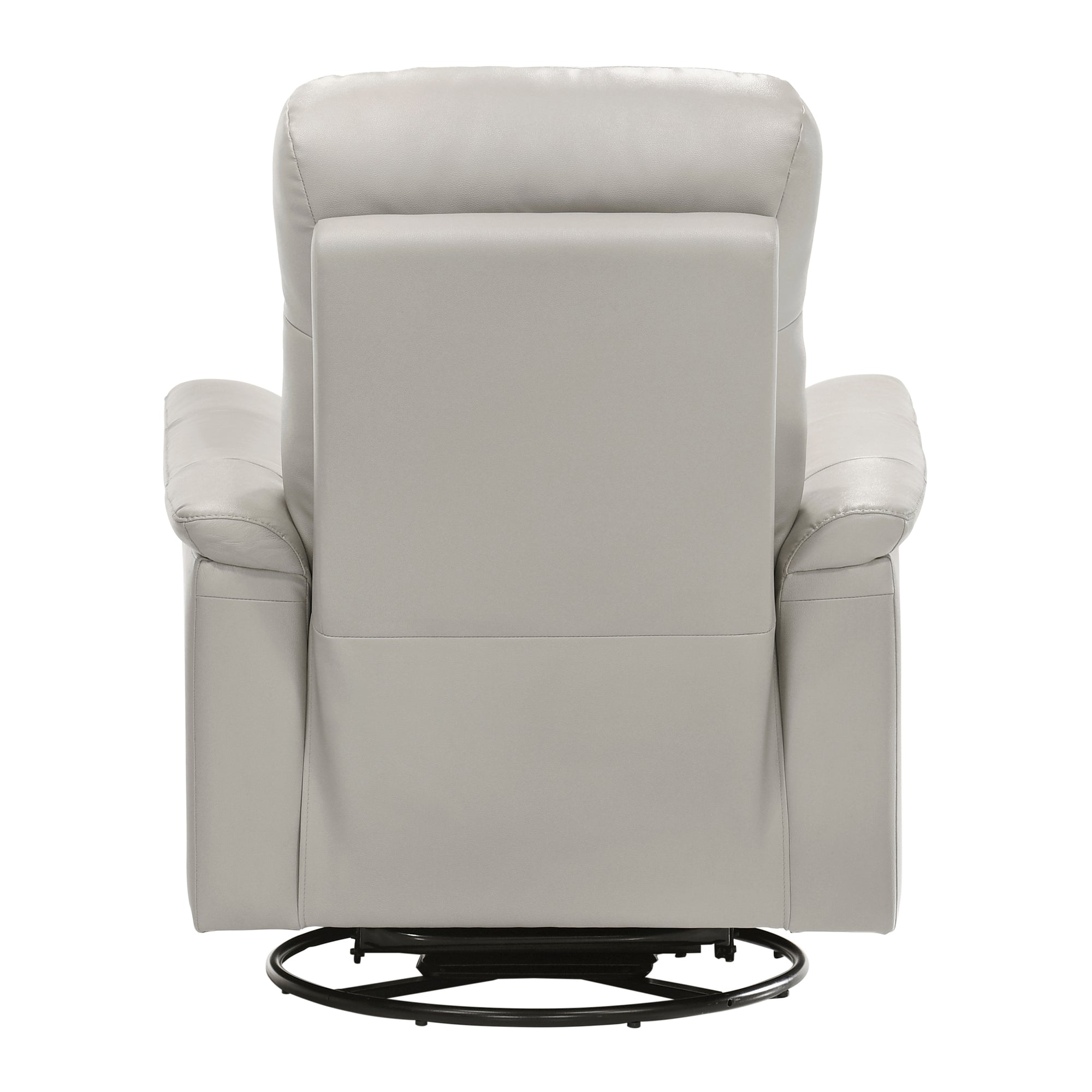 Grey Leather Swivel Glider Recliner - Adams Furniture