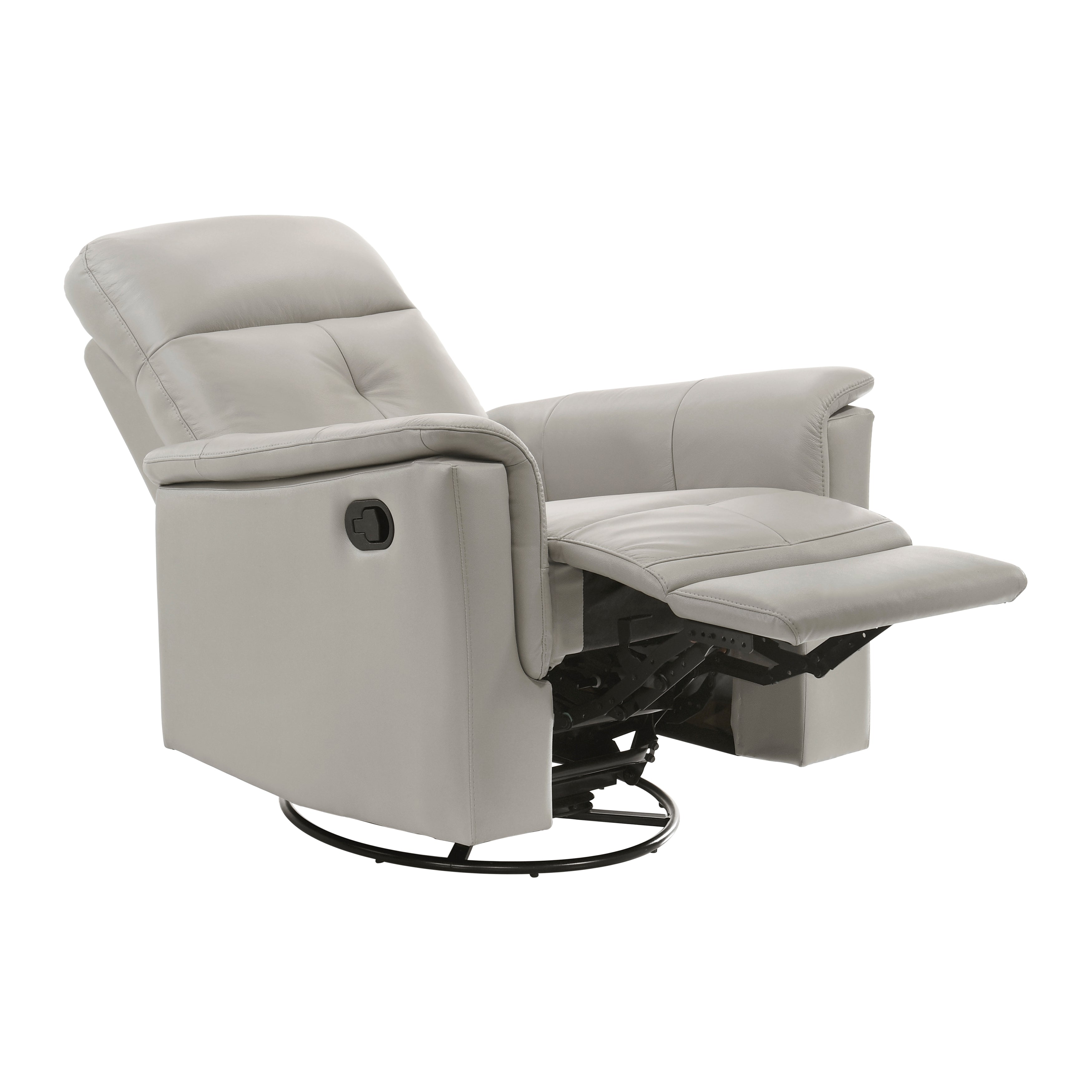 Grey Leather Swivel Glider Recliner