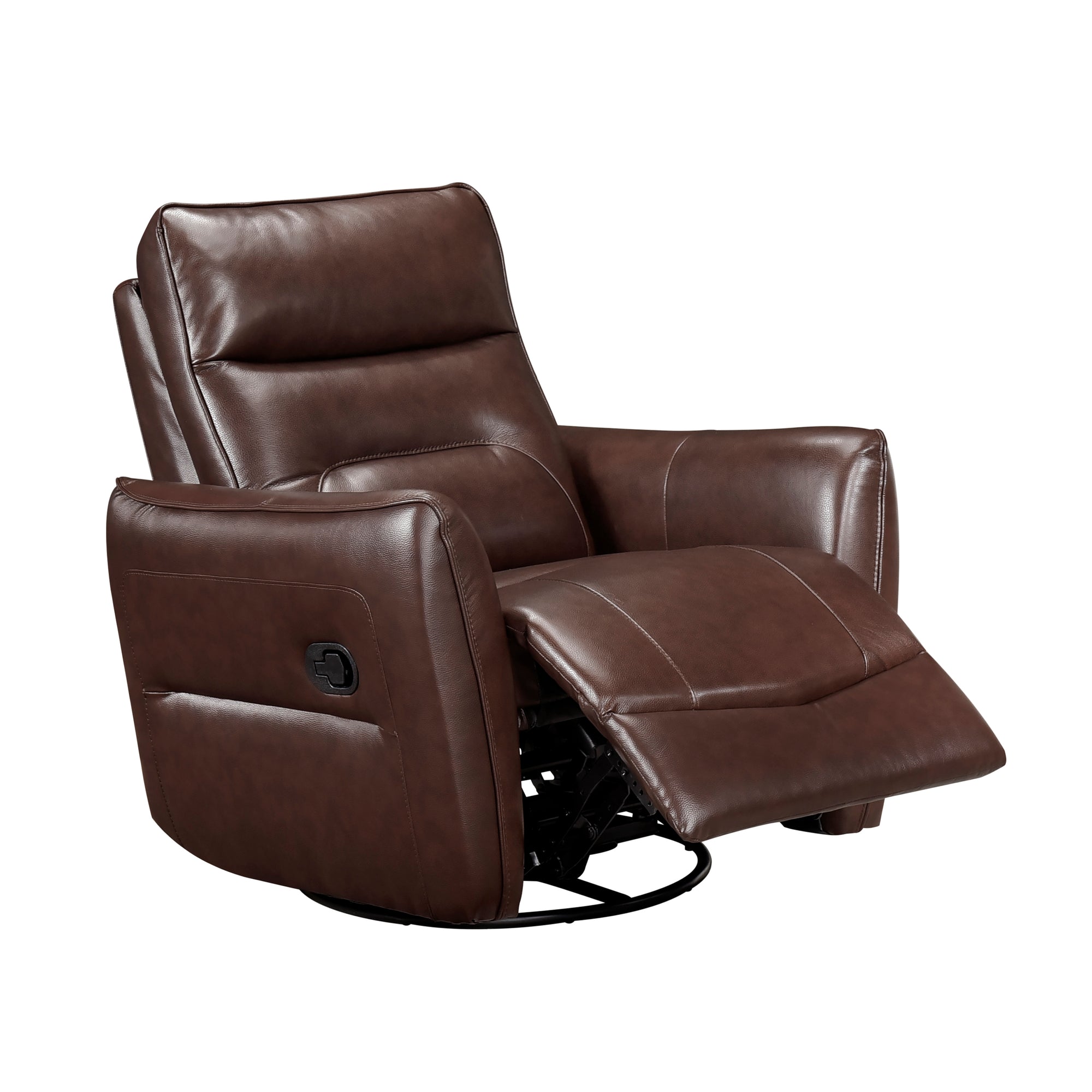 Brown Leather Swivel Glider Recliner - Adams Furniture