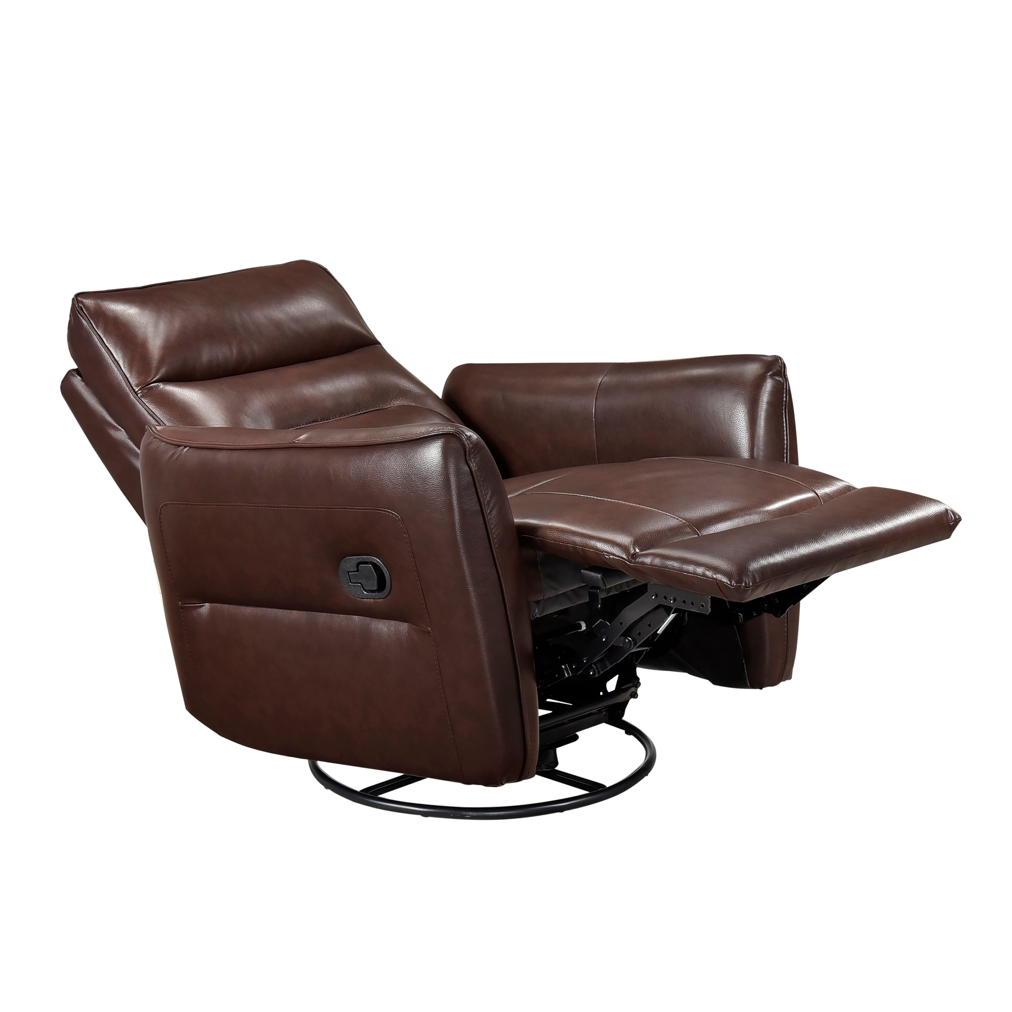 Brown Leather Swivel Glider Recliner