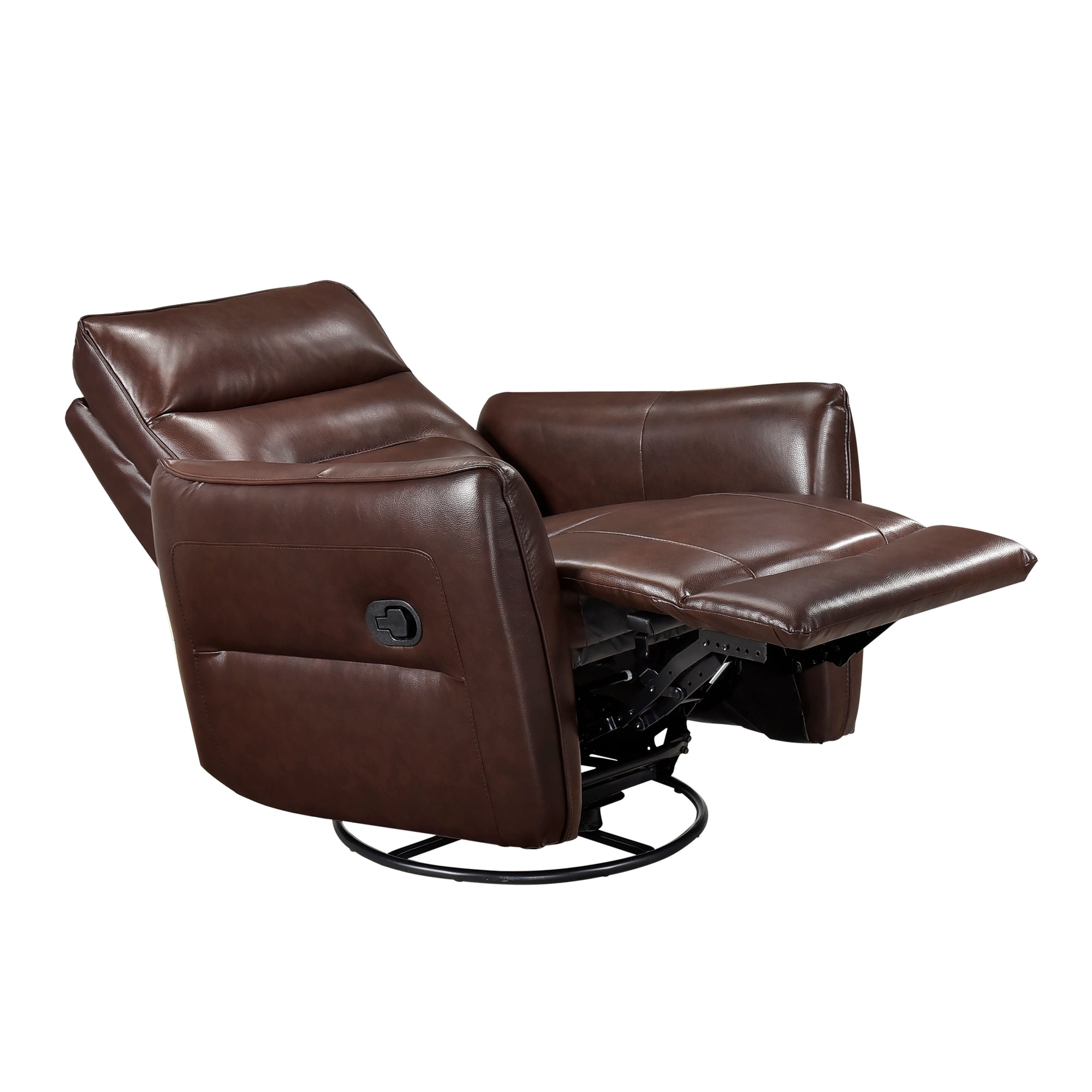 Brown Leather Swivel Glider Recliner - Adams Furniture