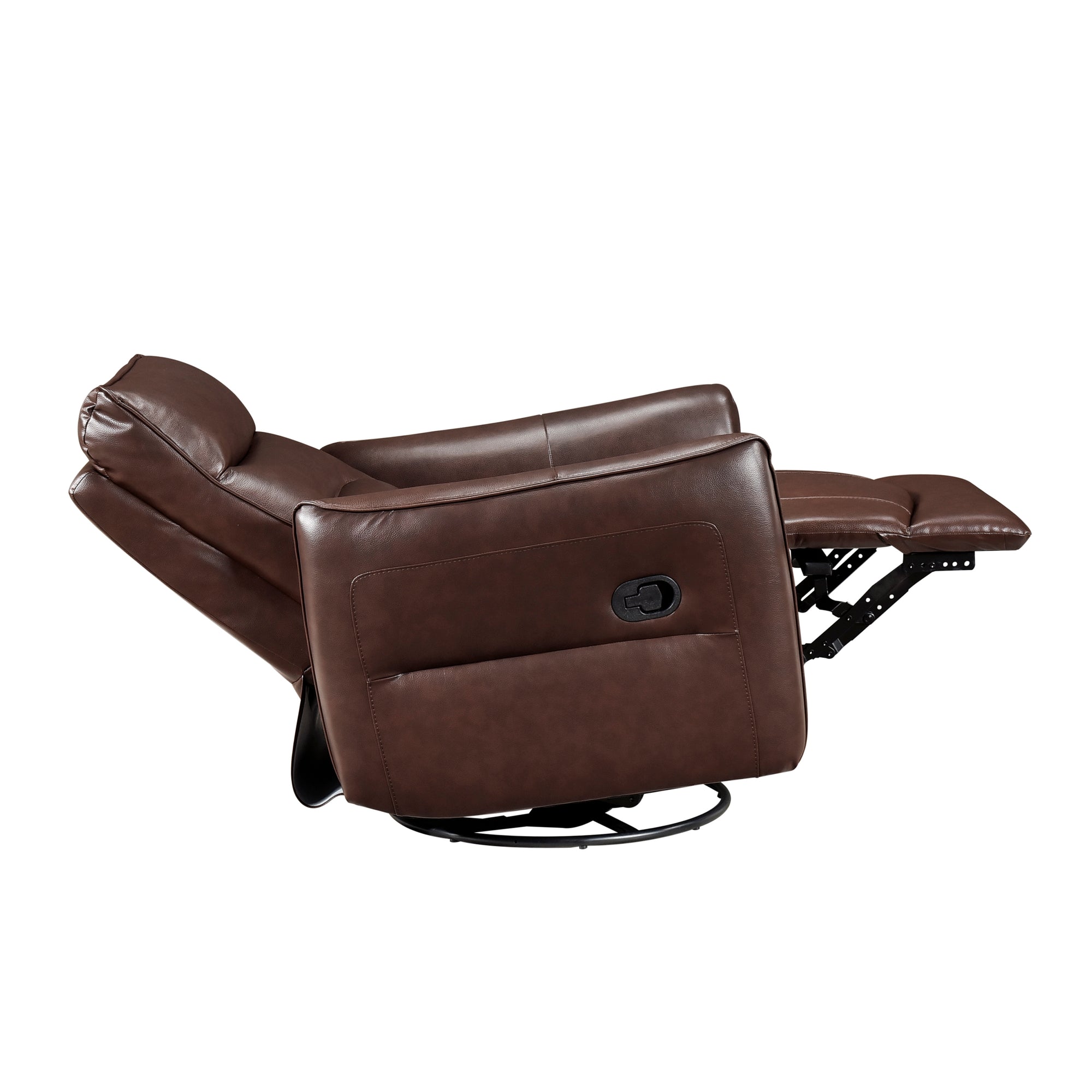 Brown Leather Swivel Glider Recliner - Adams Furniture
