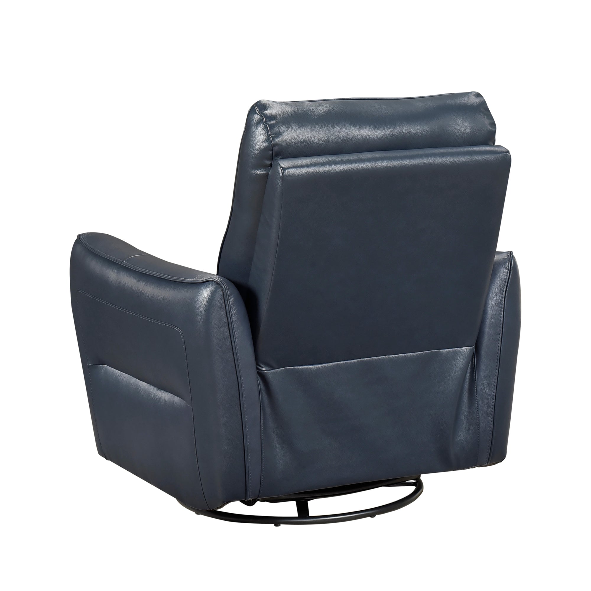 Navy Leather Swivel Glider Recliner - Adams Furniture