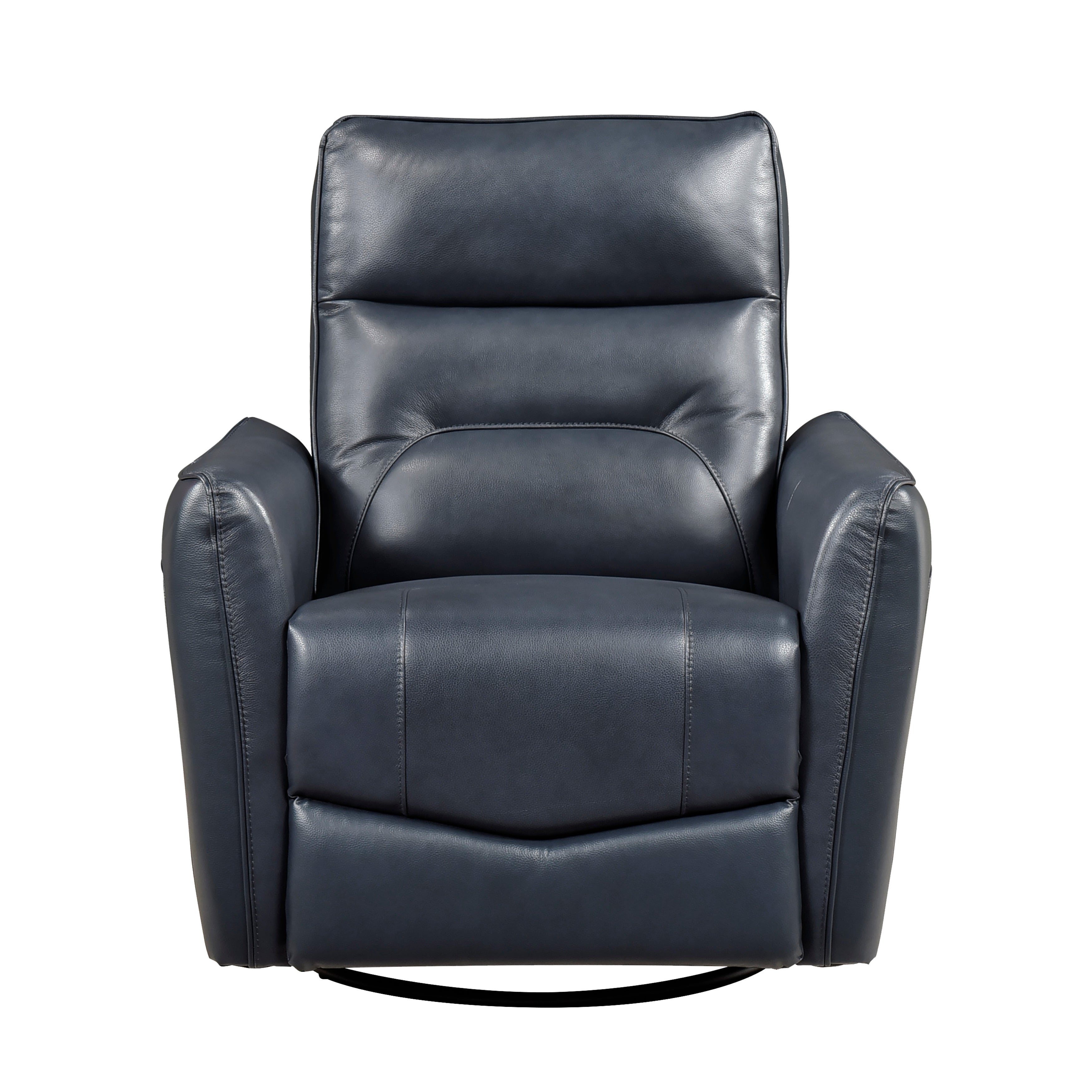 Navy Leather Swivel Glider Recliner