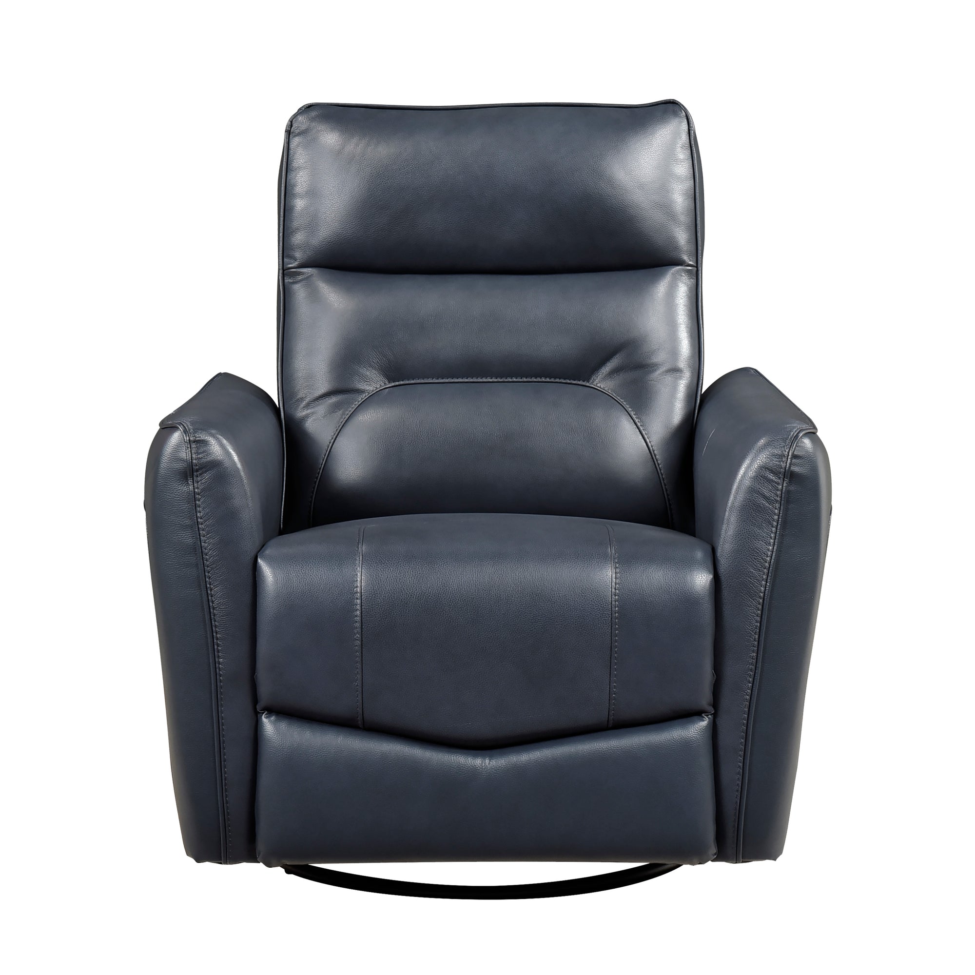 Navy Leather Swivel Glider Recliner - Adams Furniture
