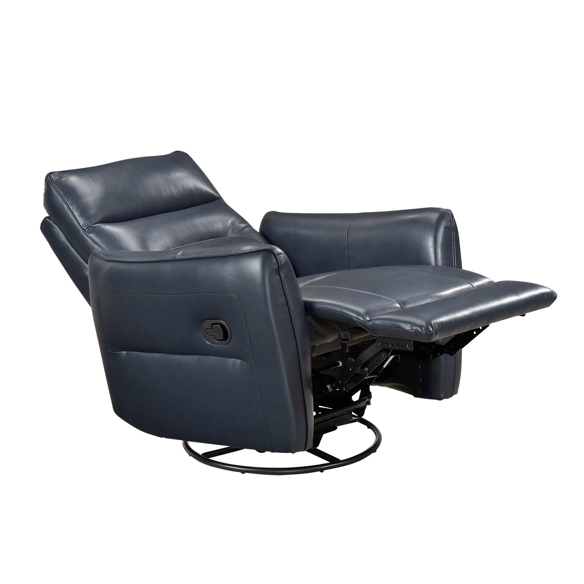 Navy Leather Swivel Glider Recliner - Adams Furniture