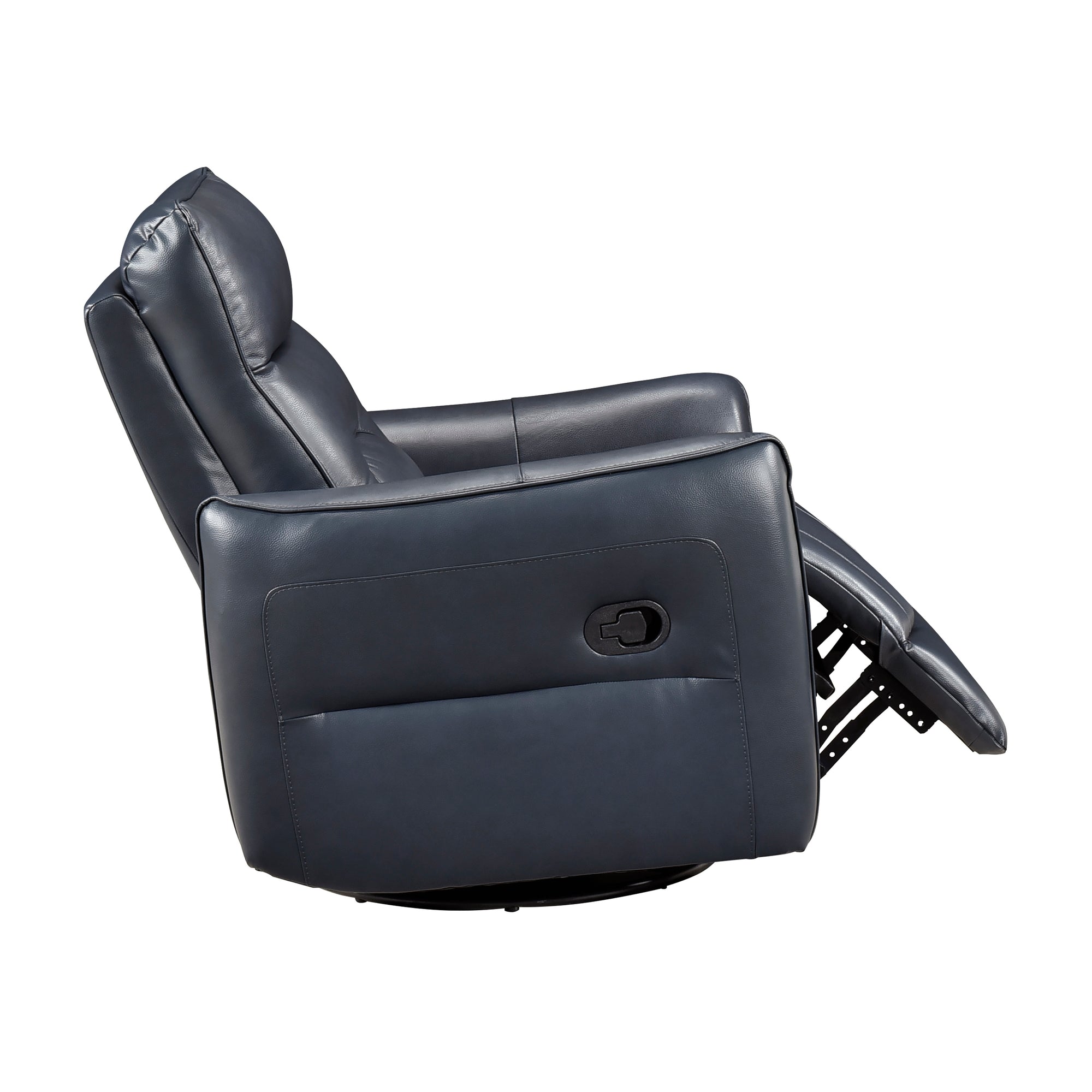 Navy Leather Swivel Glider Recliner - Adams Furniture