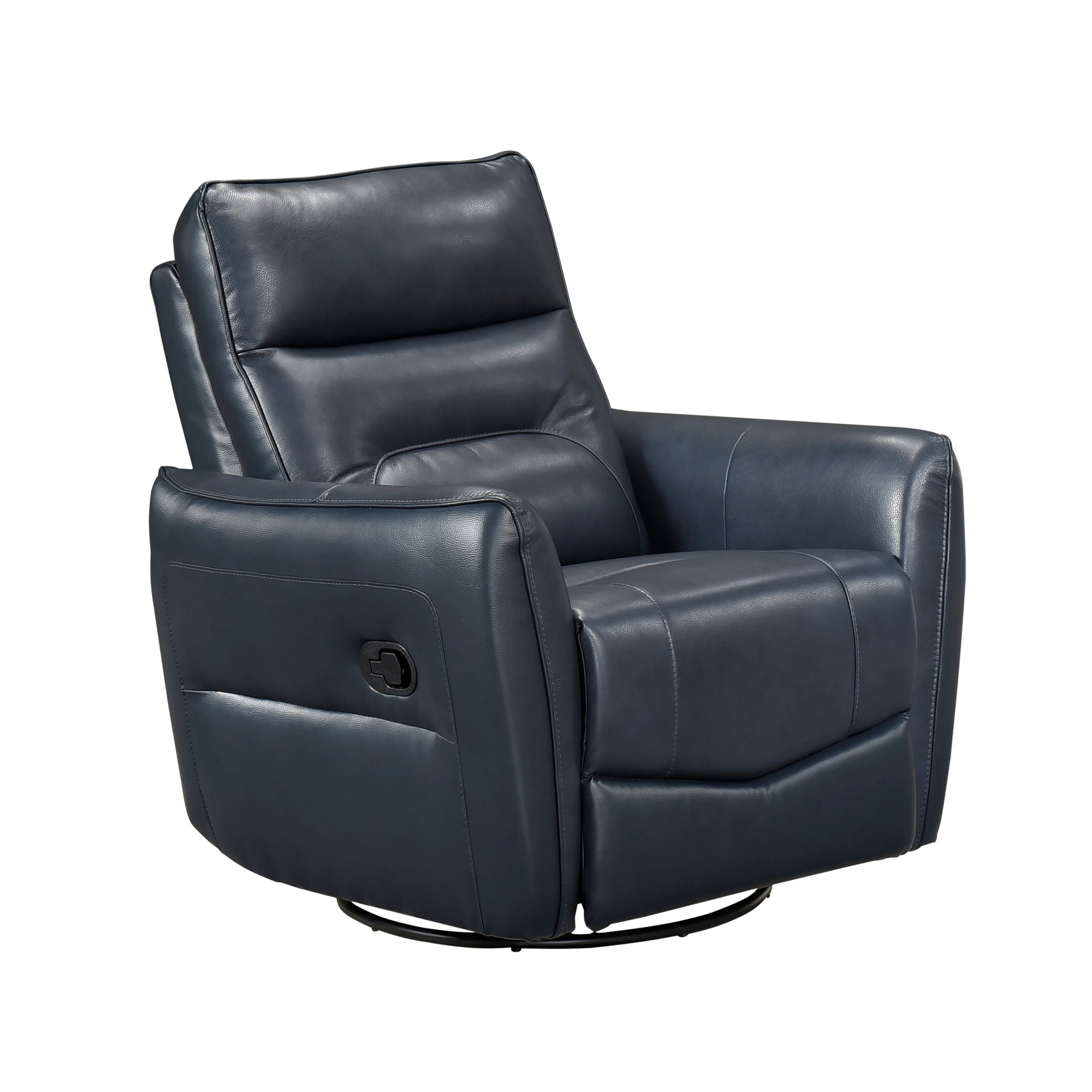 Navy Leather Swivel Glider Recliner - Adams Furniture