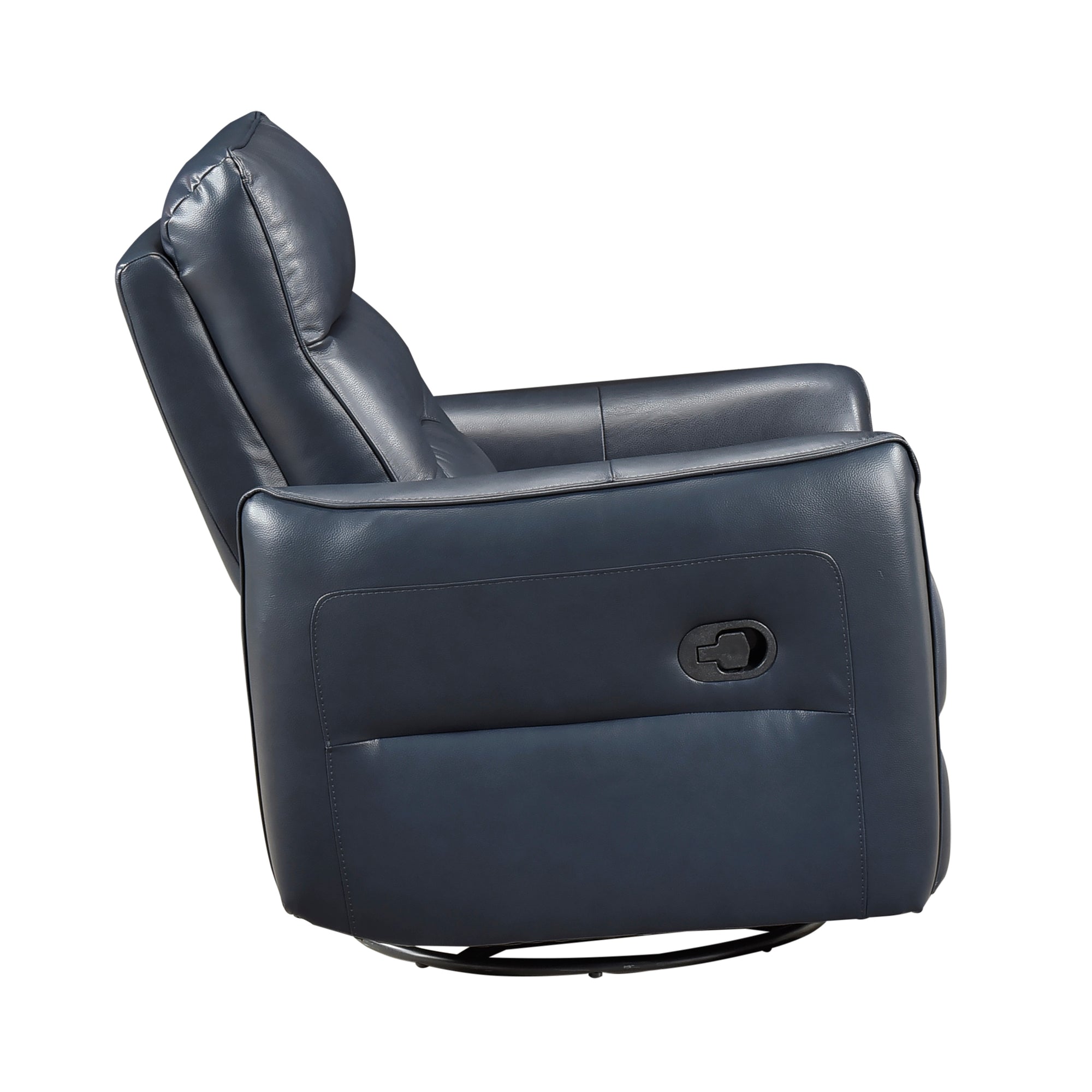 Navy Leather Swivel Glider Recliner - Adams Furniture
