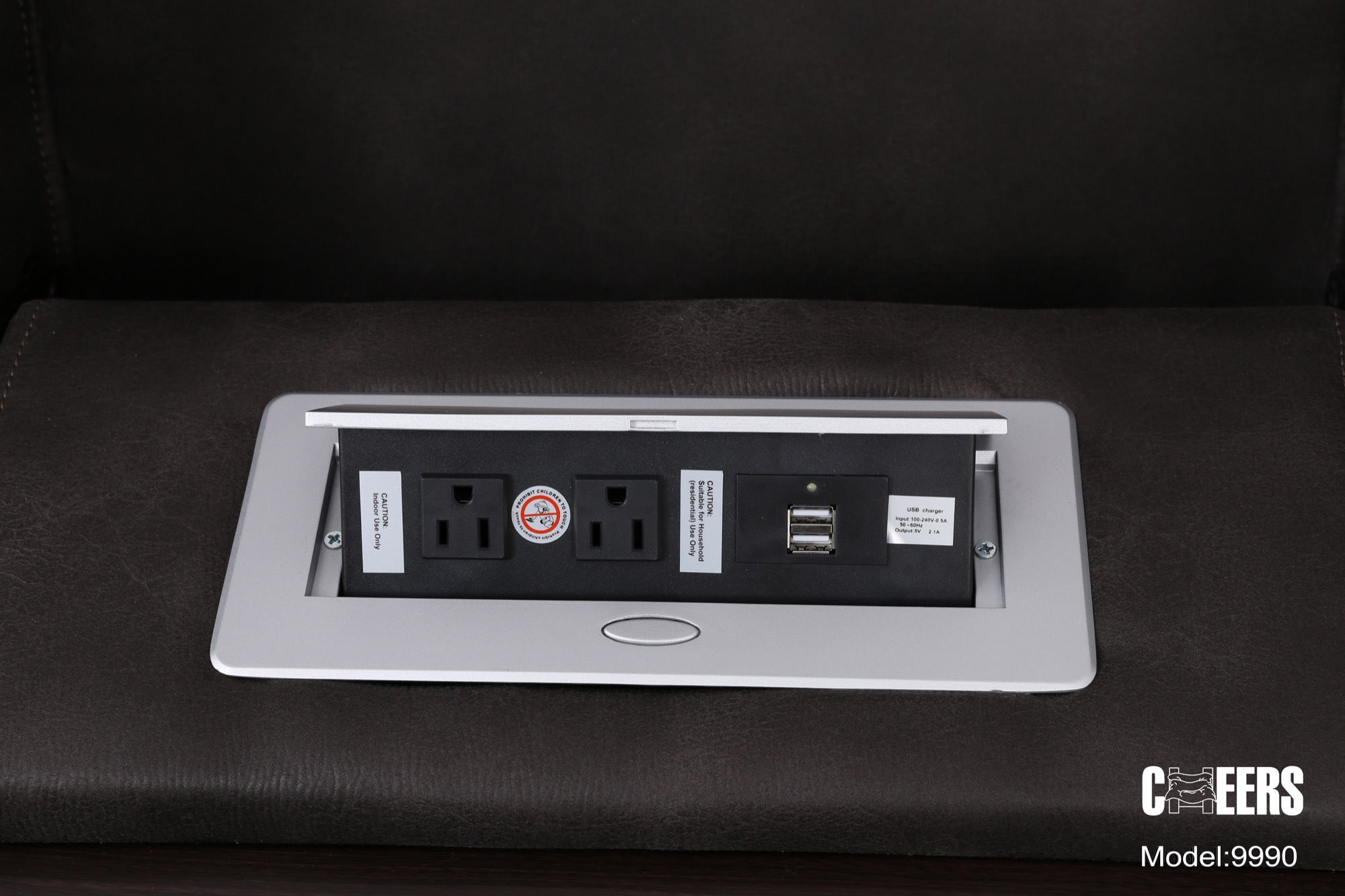 Caleb Dual Reclining Sofa with Drop-Down Table & Charging Station - Adams Furniture